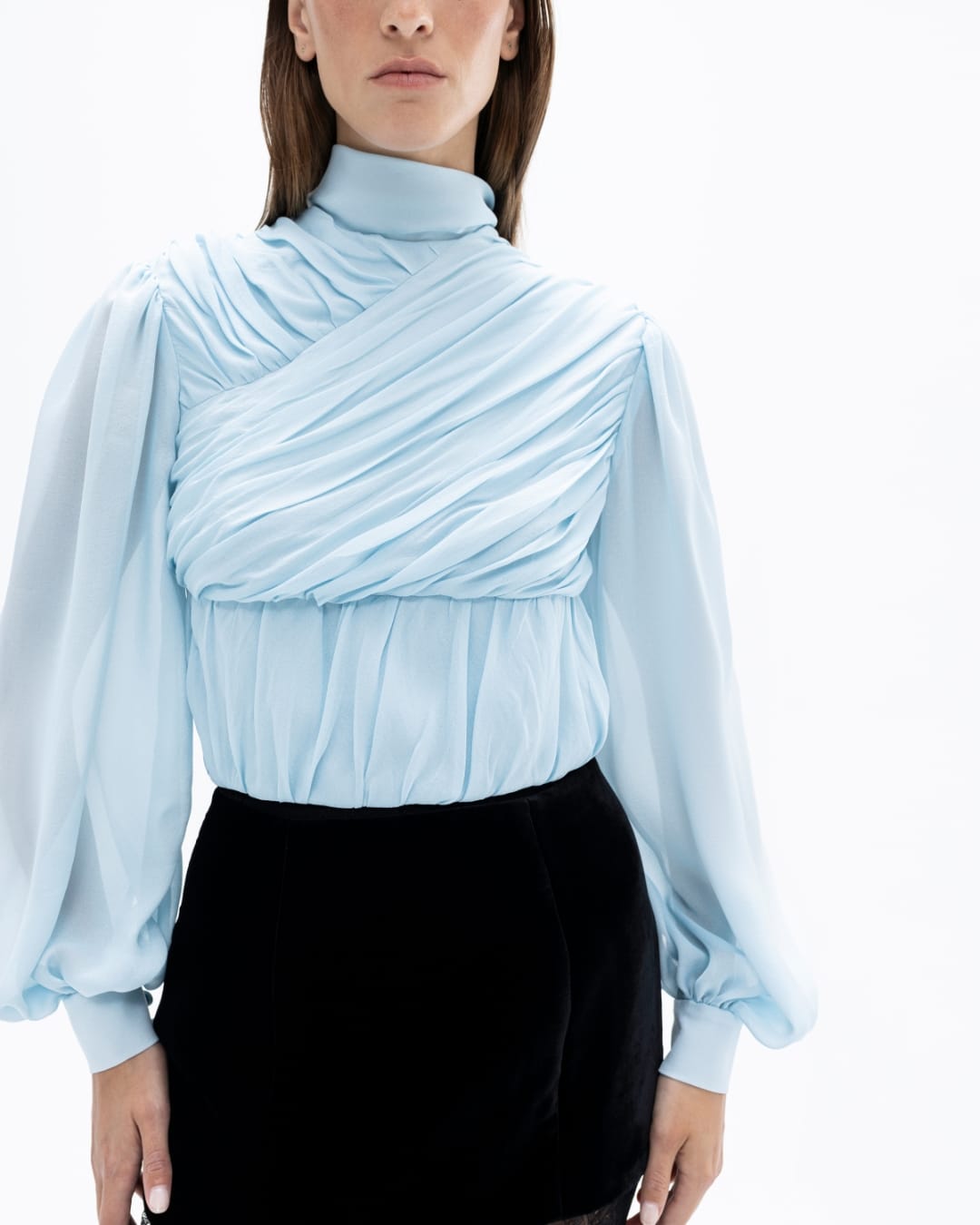 Draped Silk Blouse made by Maria Kokhia