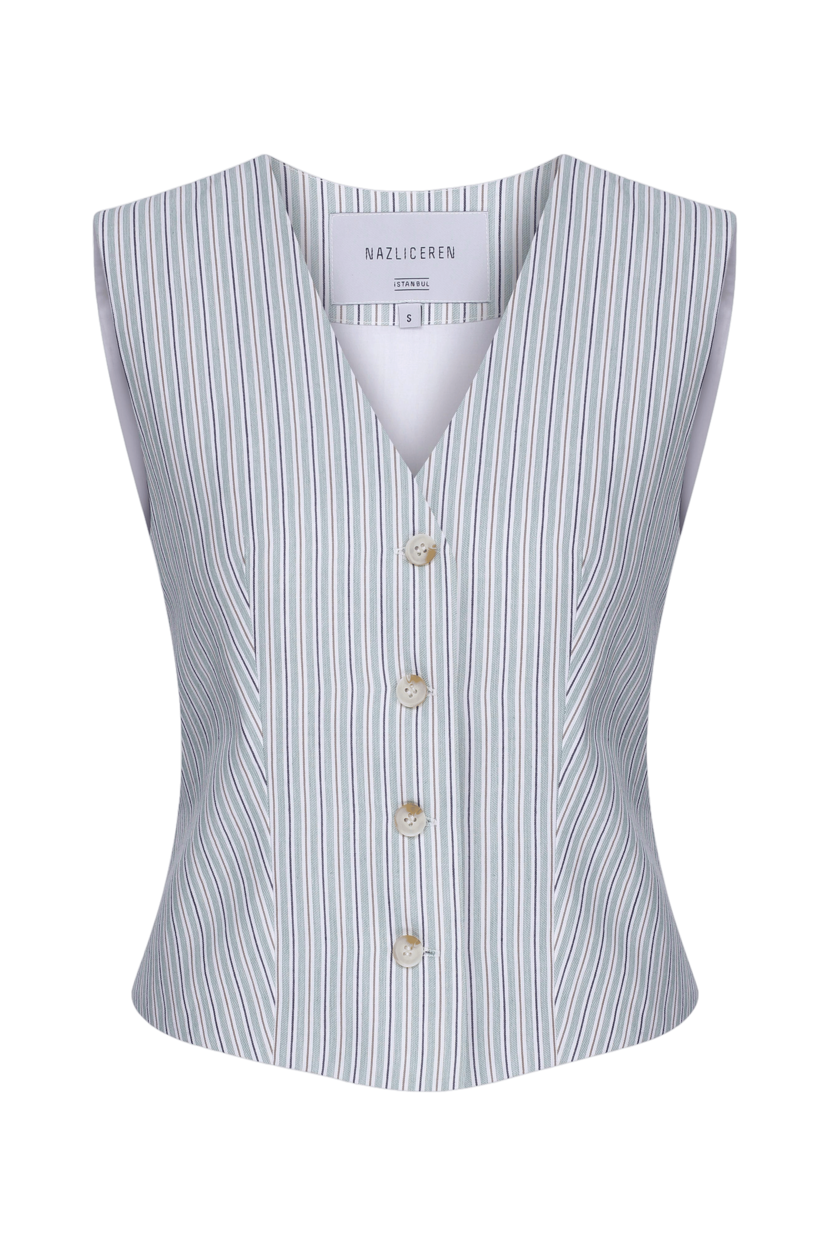 Lyra Striped Cotton Vest made by Nazli Ceren