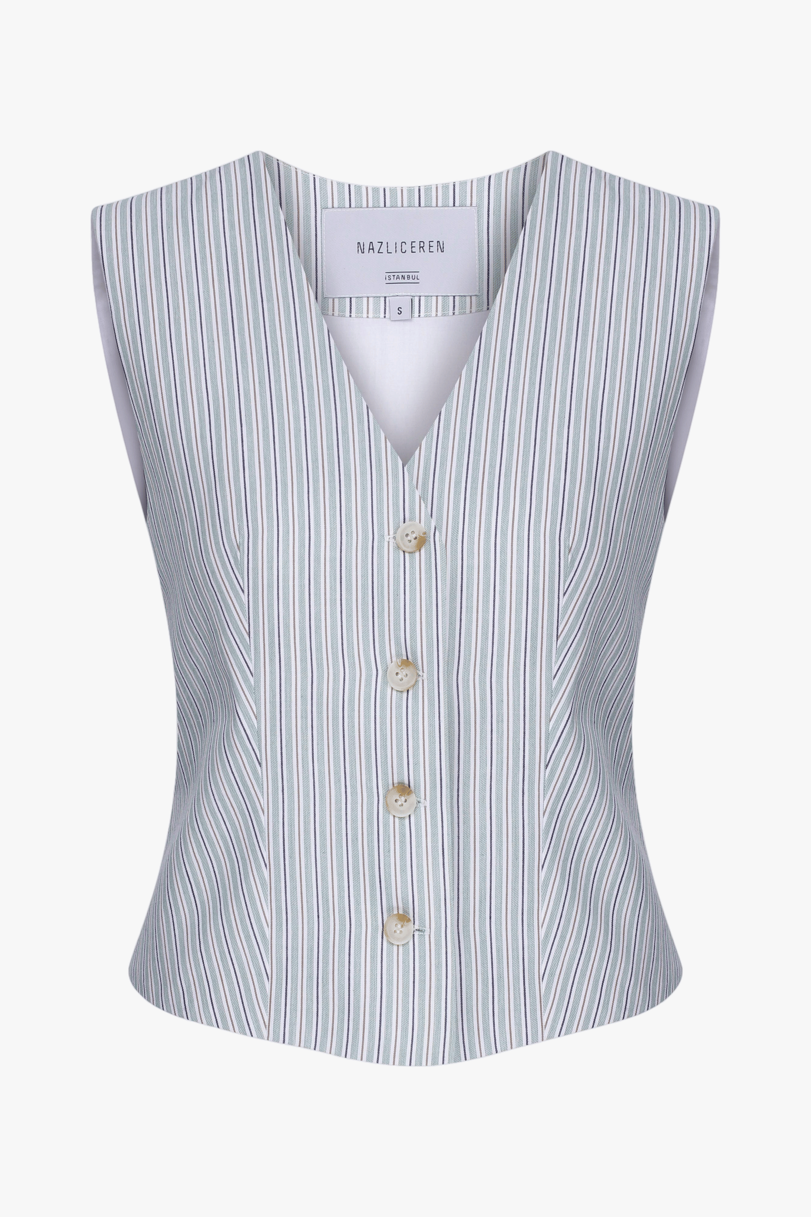 Lyra Striped Cotton Vest made by Nazli Ceren