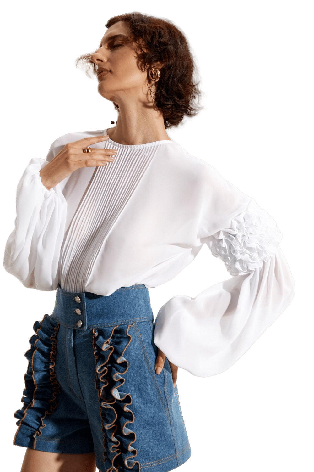 White Ruffled Blouse made by Guranda