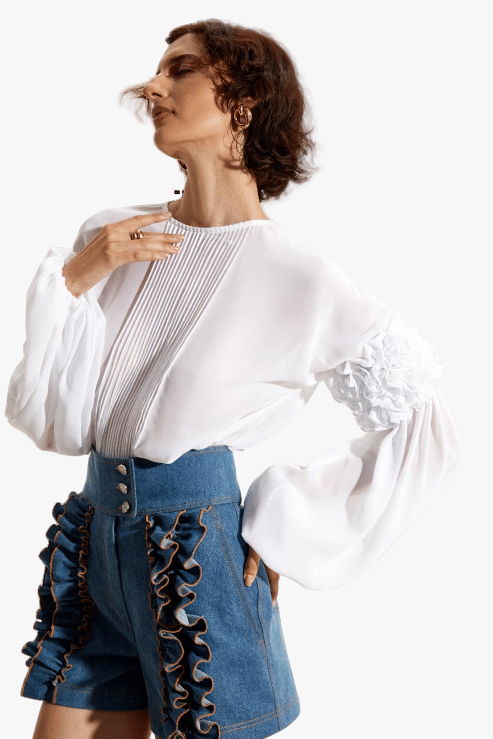 White Ruffled Blouse made by Guranda
