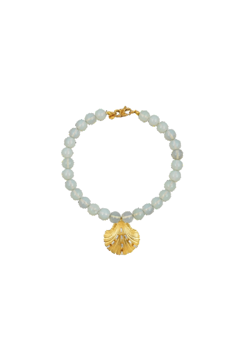 Isla's Opal And Gold Shell Pendant Necklace Daphne X Oceanus made by Oceanus Swimwear