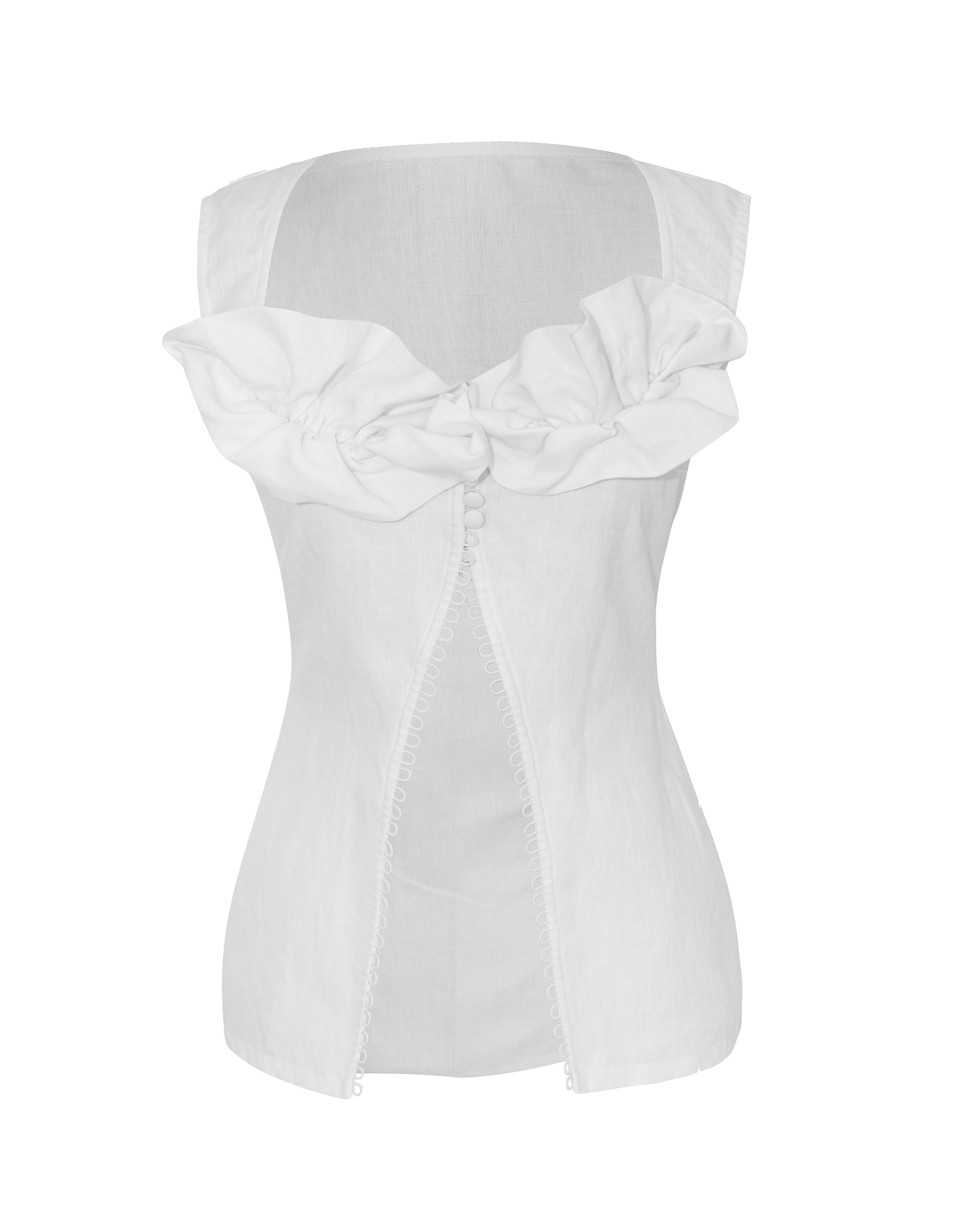 PRIMROSE White Ruffled Sleeveless Top made by MAET