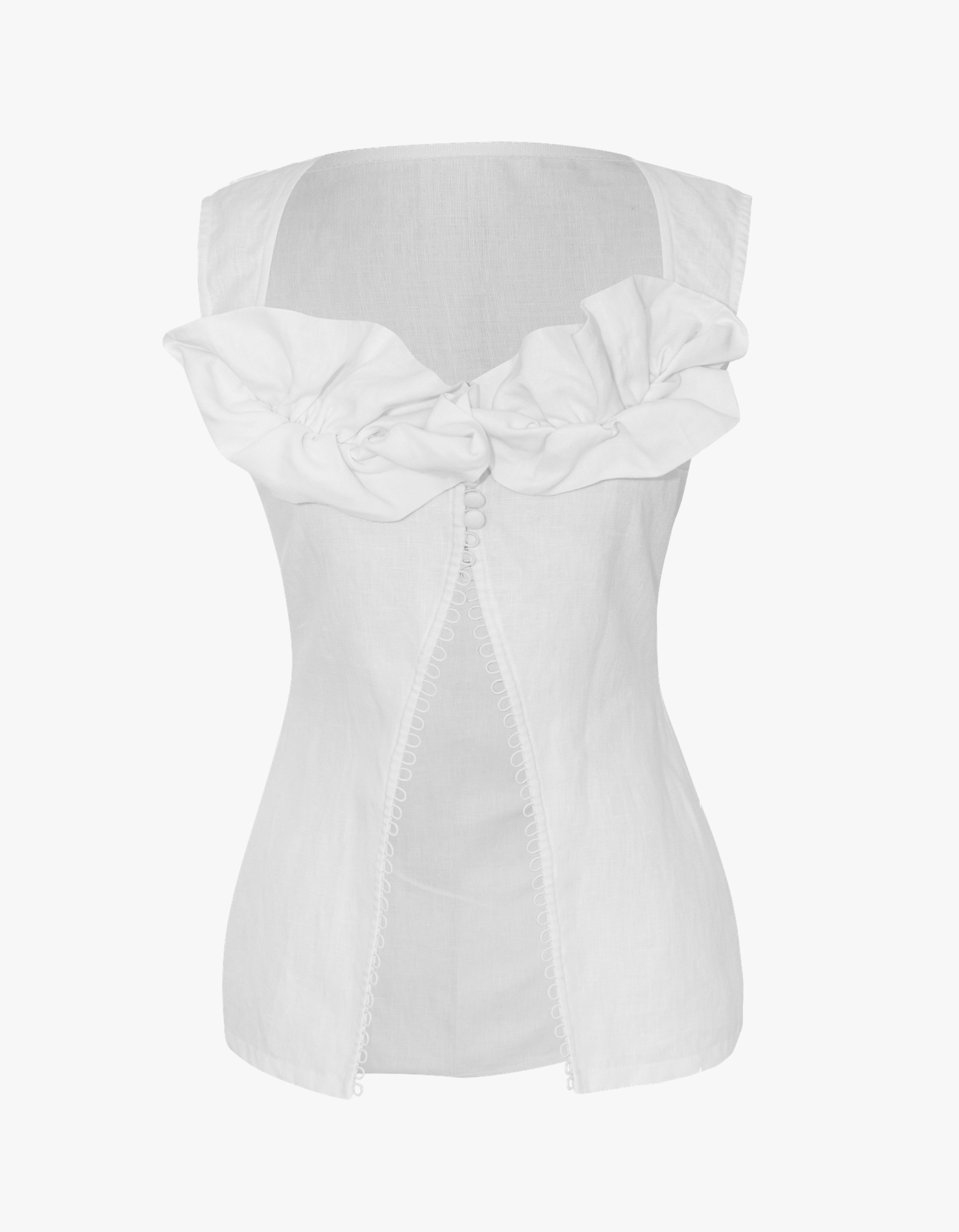 PRIMROSE White Ruffled Sleeveless Top made by MAET
