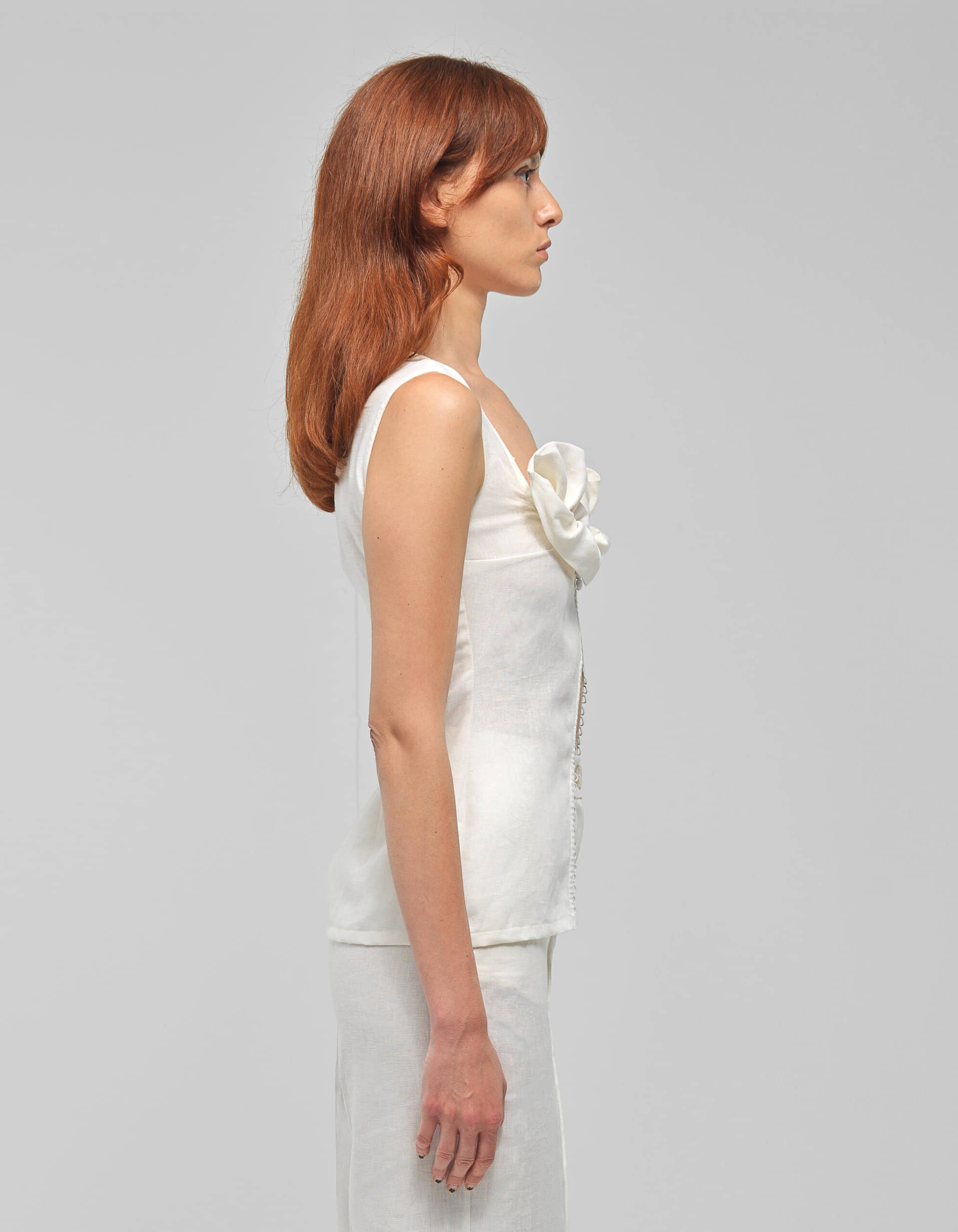PRIMROSE White Ruffled Sleeveless Top made by MAET