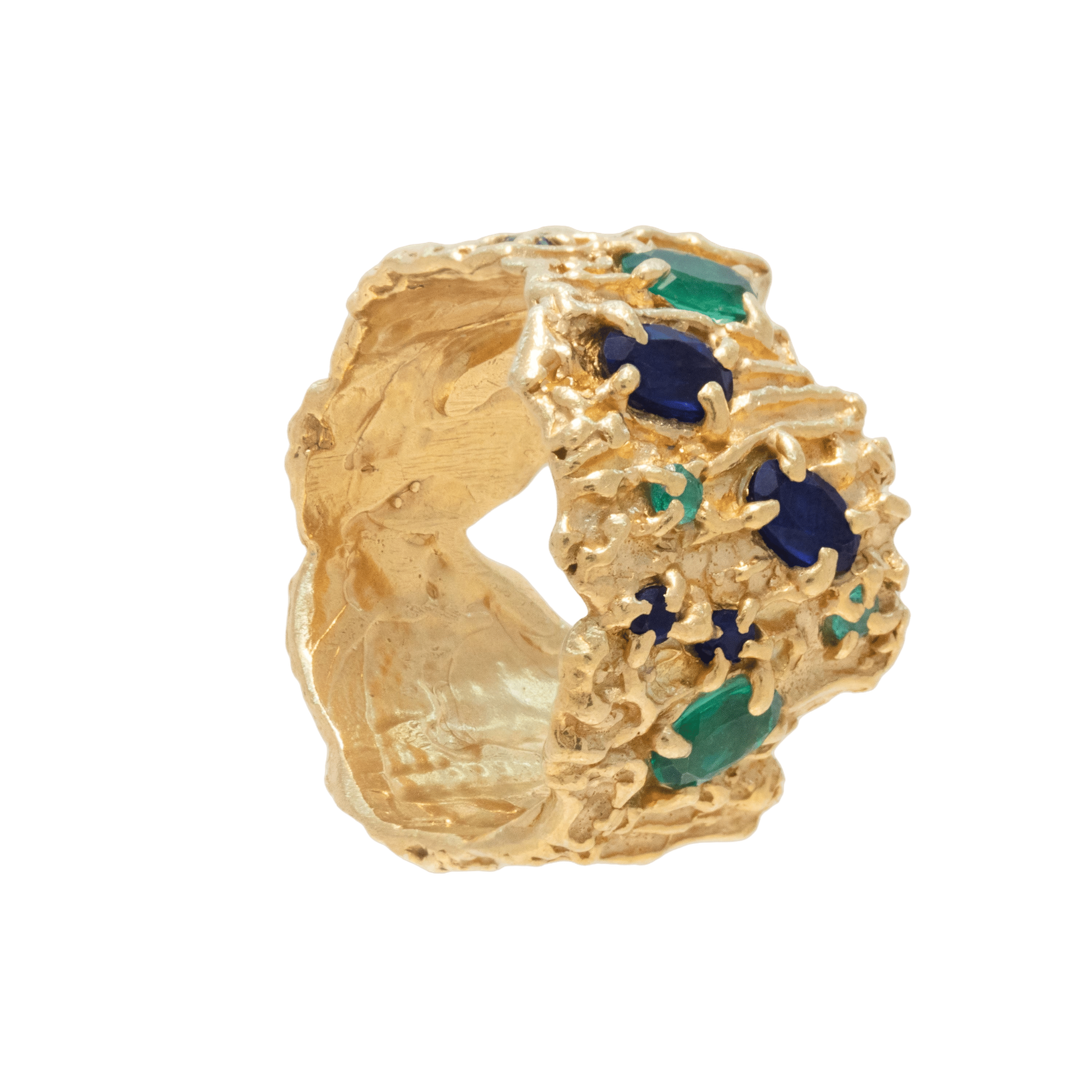 Shiitake Sapphire Emerald Ring made by Loveness Lee