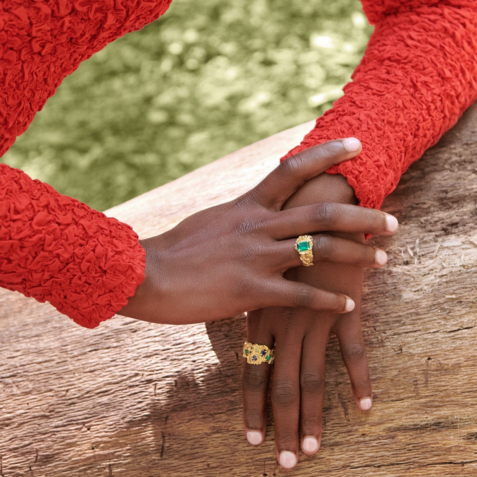 Shiitake Sapphire Emerald Ring made by Loveness Lee