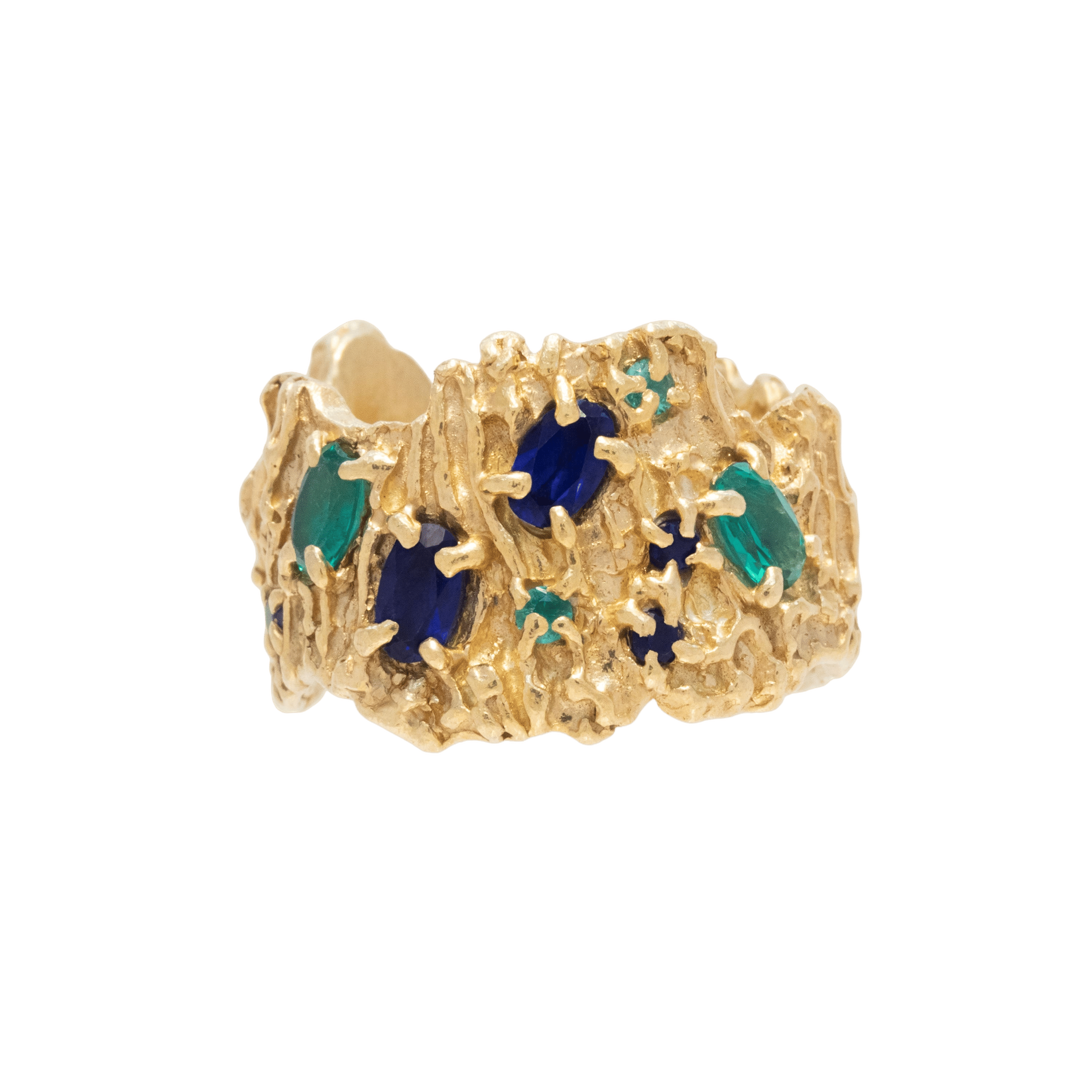 Shiitake Sapphire Emerald Ring made by Loveness Lee