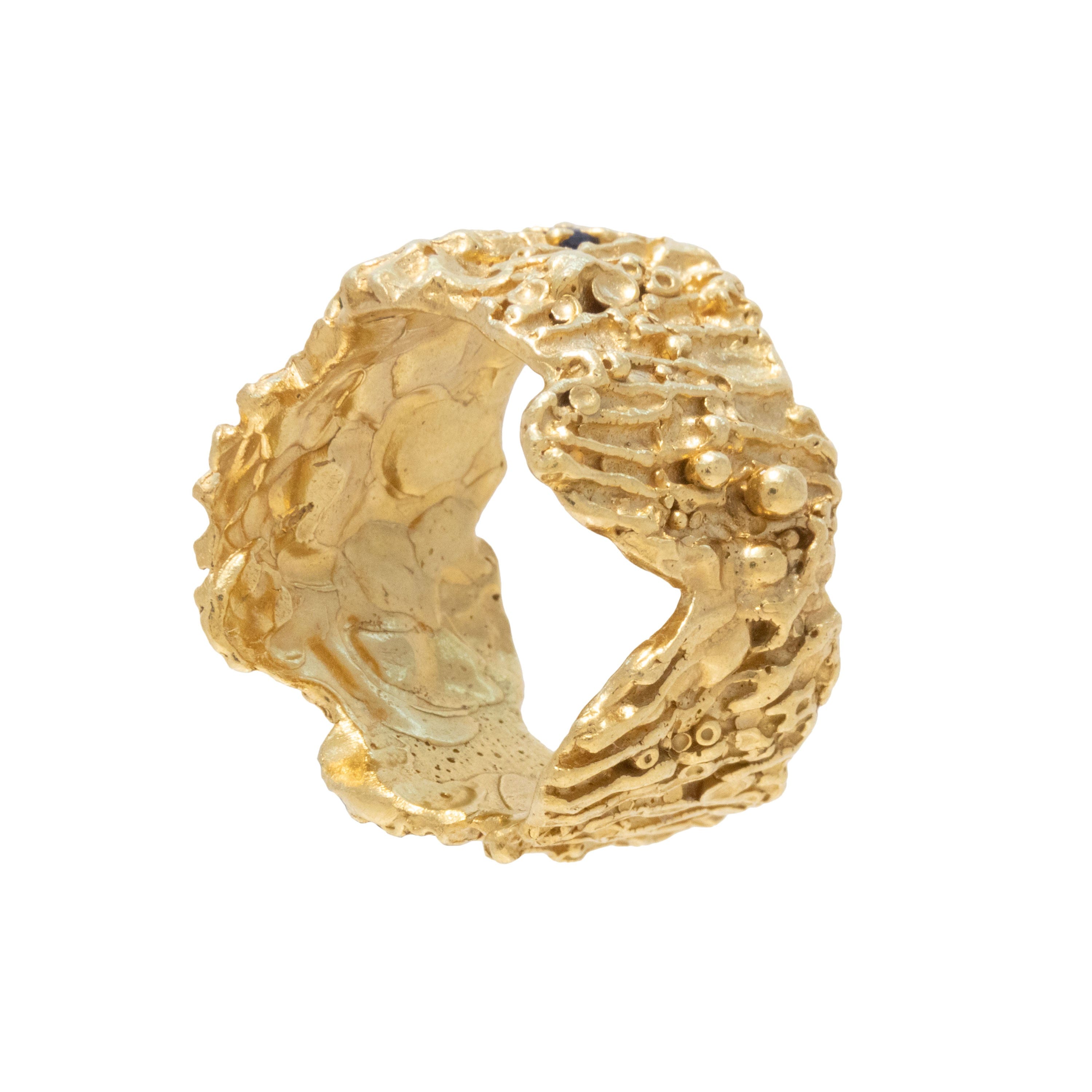 Shiitake Sapphire Emerald Ring made by Loveness Lee