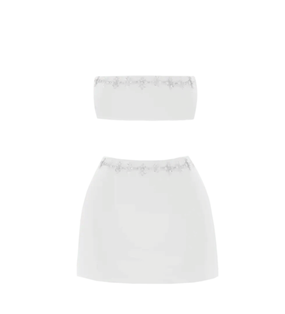 Aaliyah Co-Ord White in White made by Oceanus Swimwear