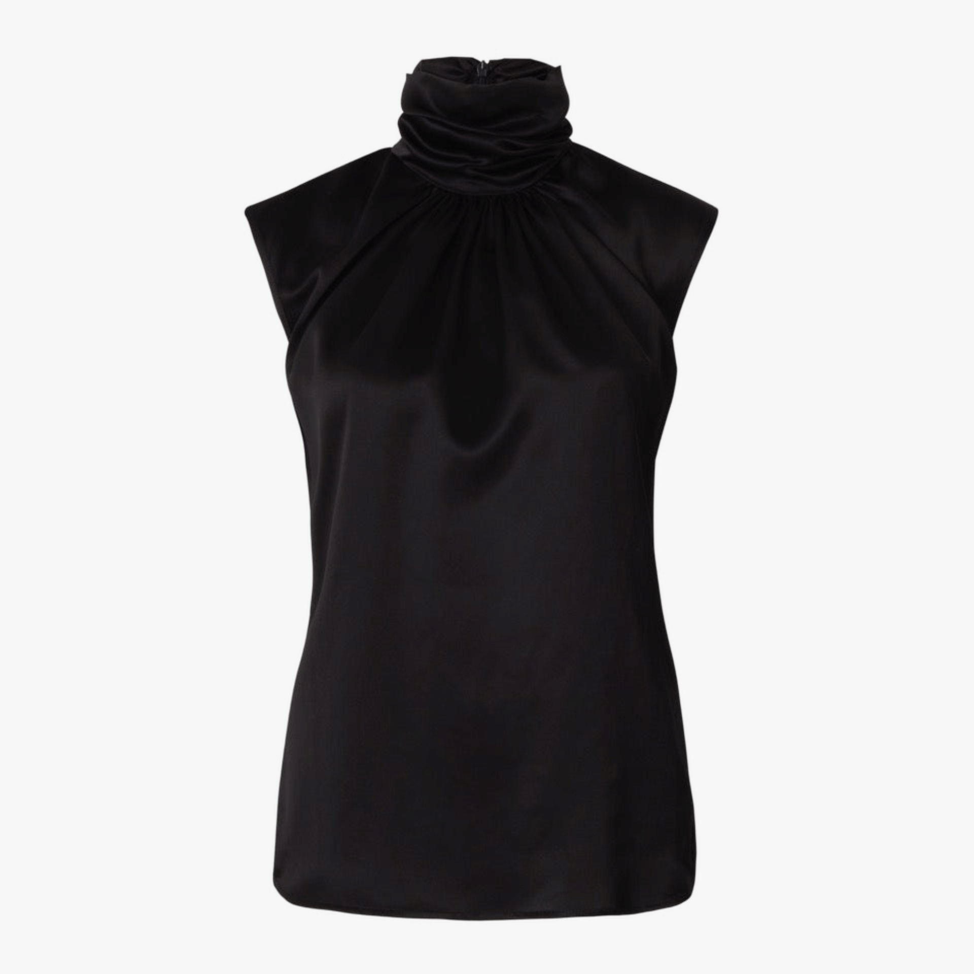 Draped Silk Turtleneck Blouse Black made by Vesna W