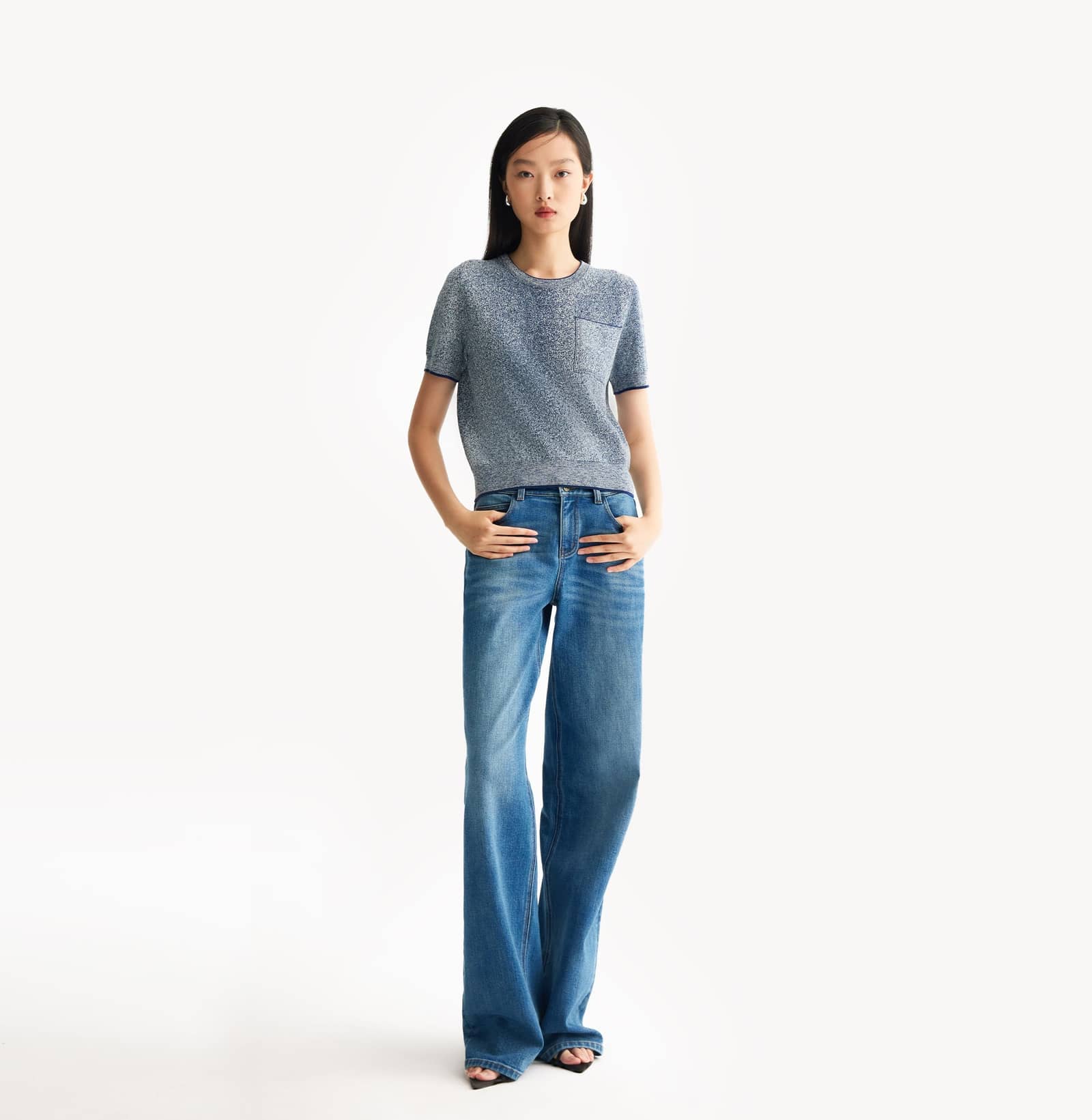 MID-WAIST DENIM TROUSERS made by CRUSH Collection