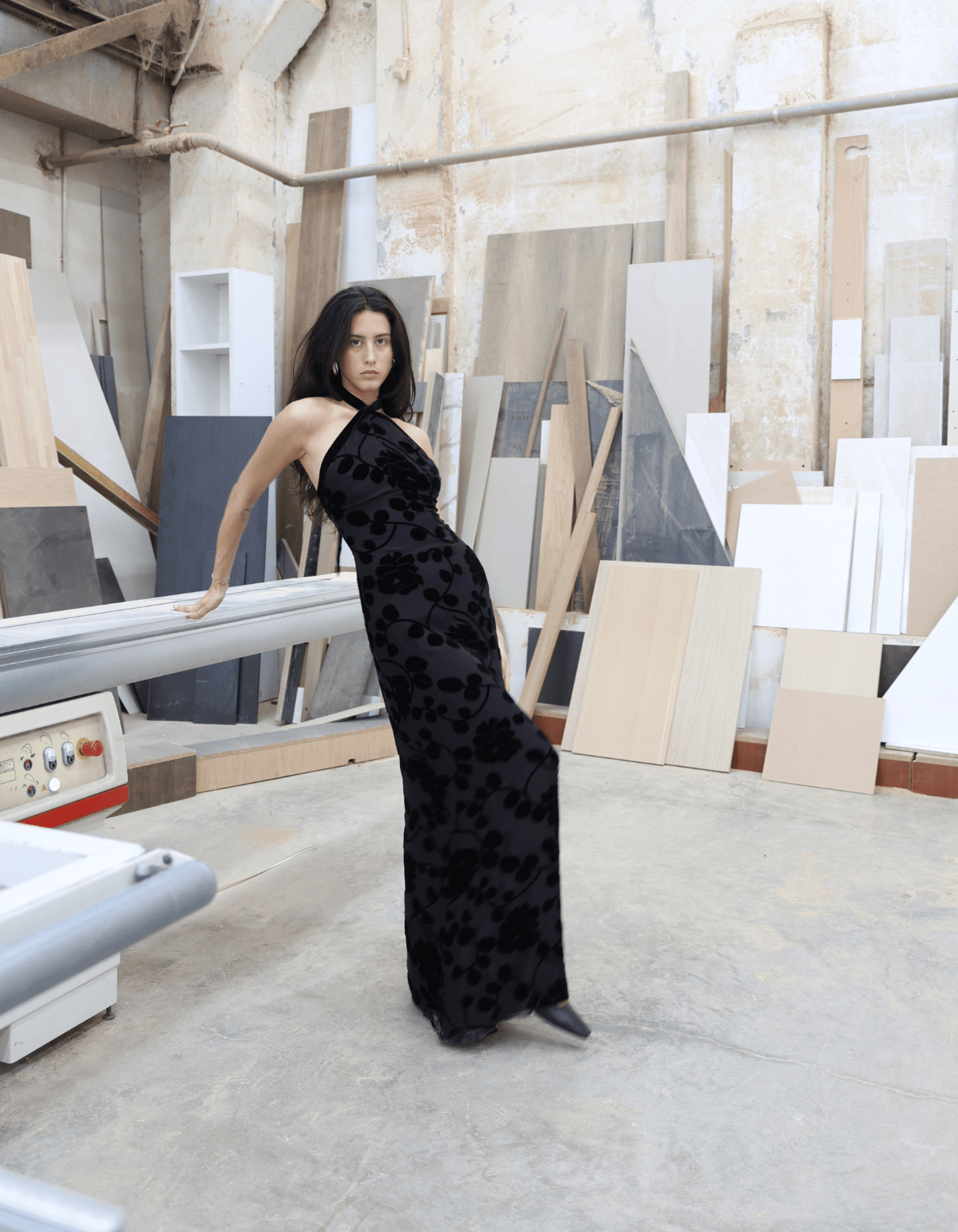 VALYTIA Black Silk And Velvet Dress made by MAET