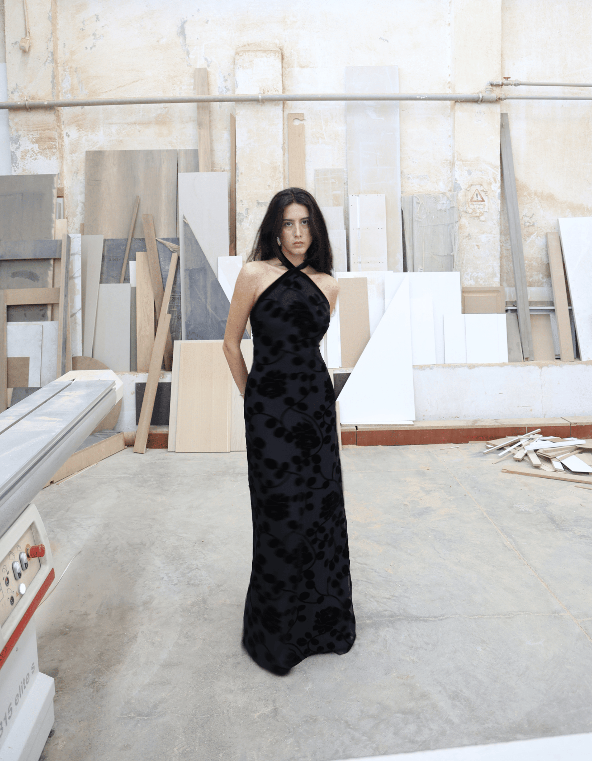 VALYTIA Black Silk And Velvet Dress made by MAET