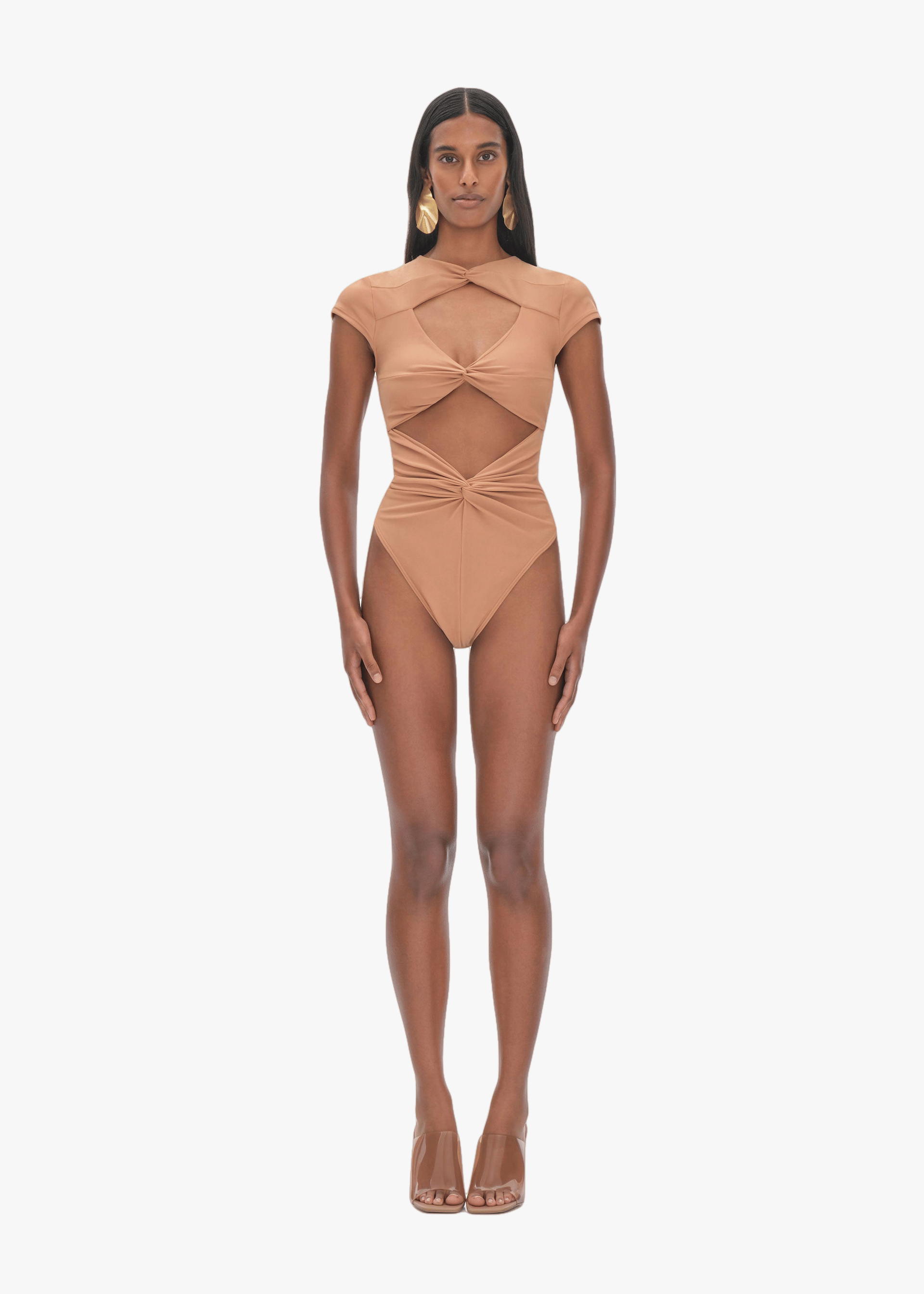 ALUNA NUDE ONE PIECE SWIMSUIT made by Andrea Iyamah