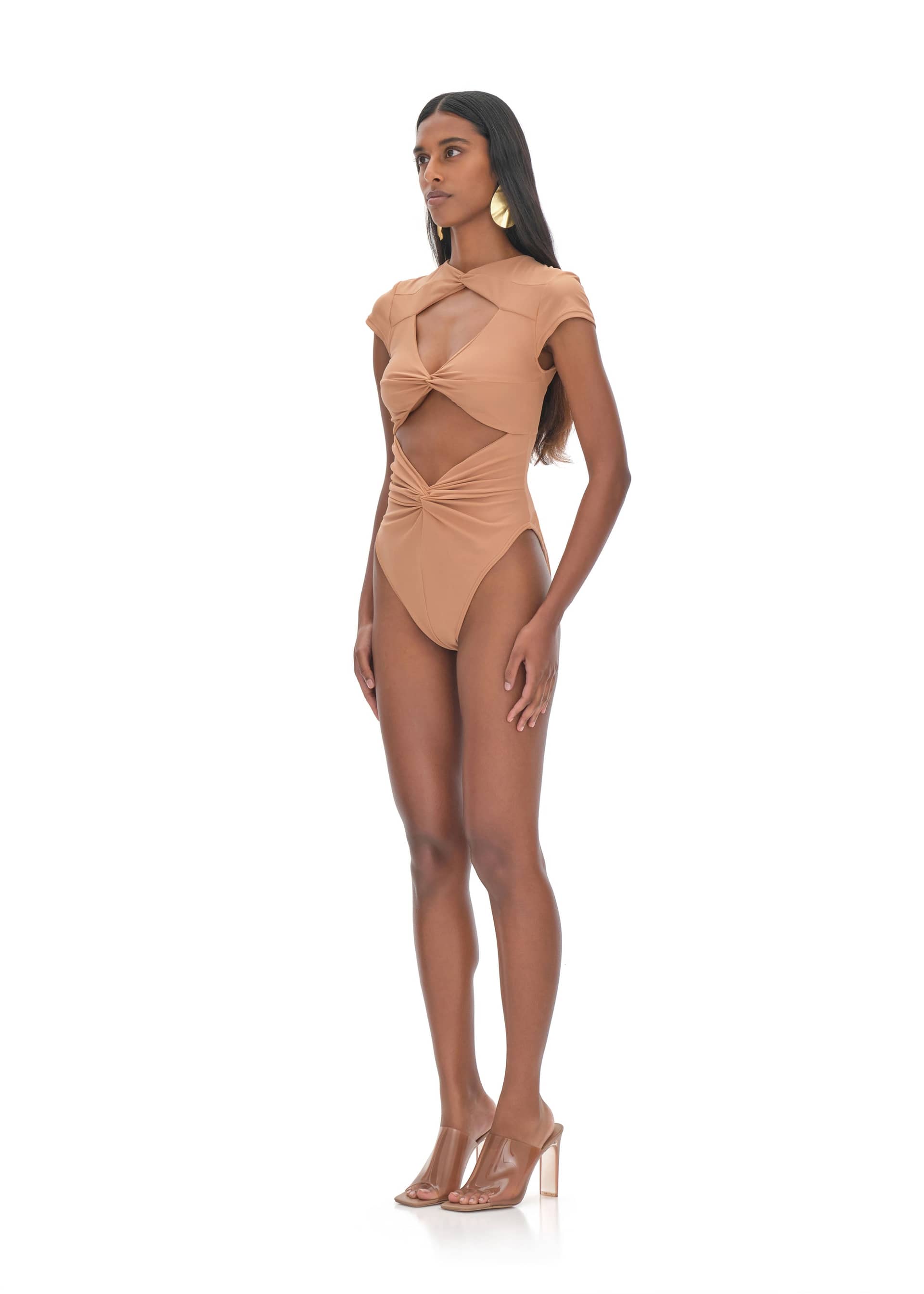 ALUNA NUDE ONE PIECE SWIMSUIT made by Andrea Iyamah