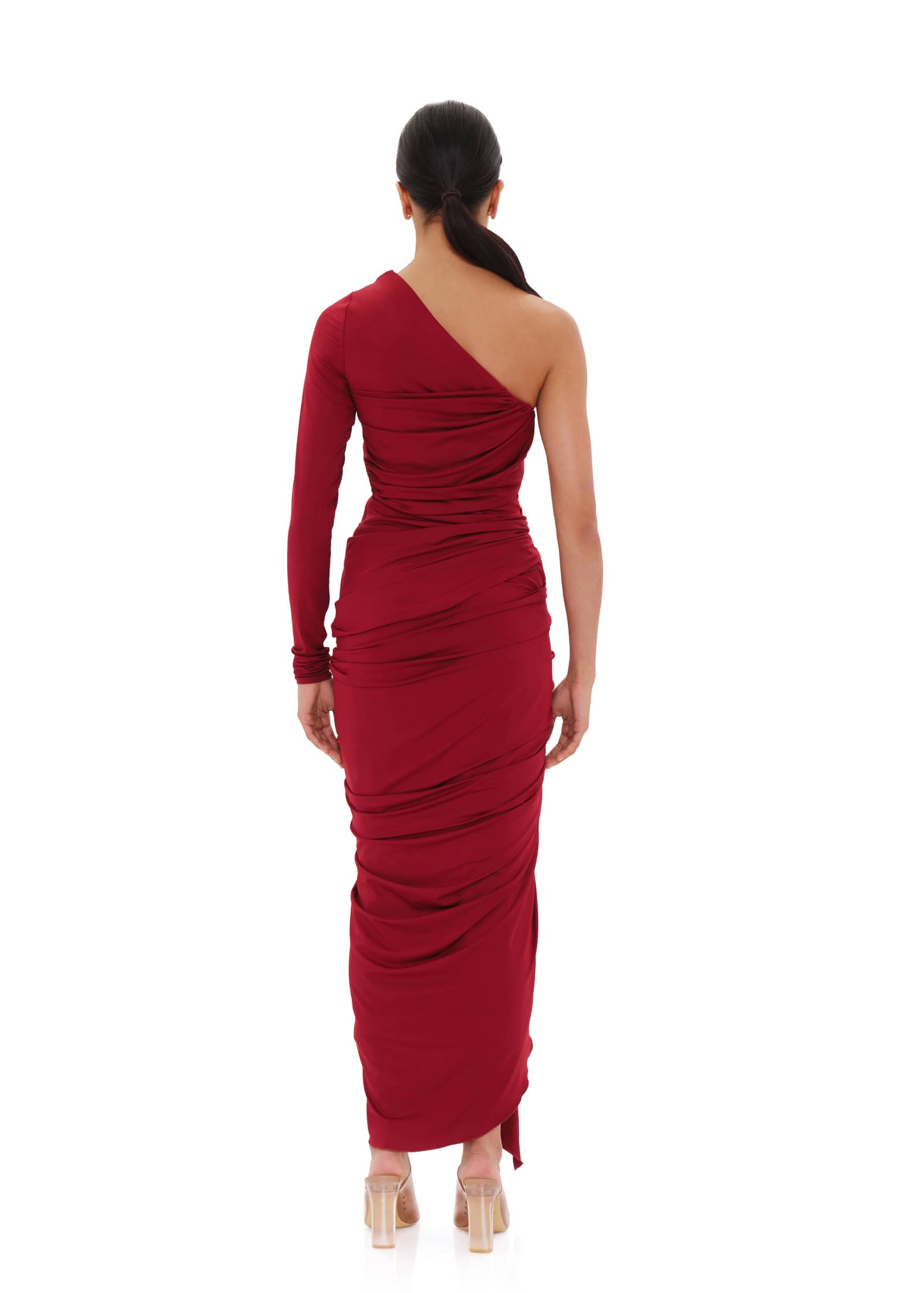 TURI MESH DRESS - BURGUNDY made by Andrea Iyamah