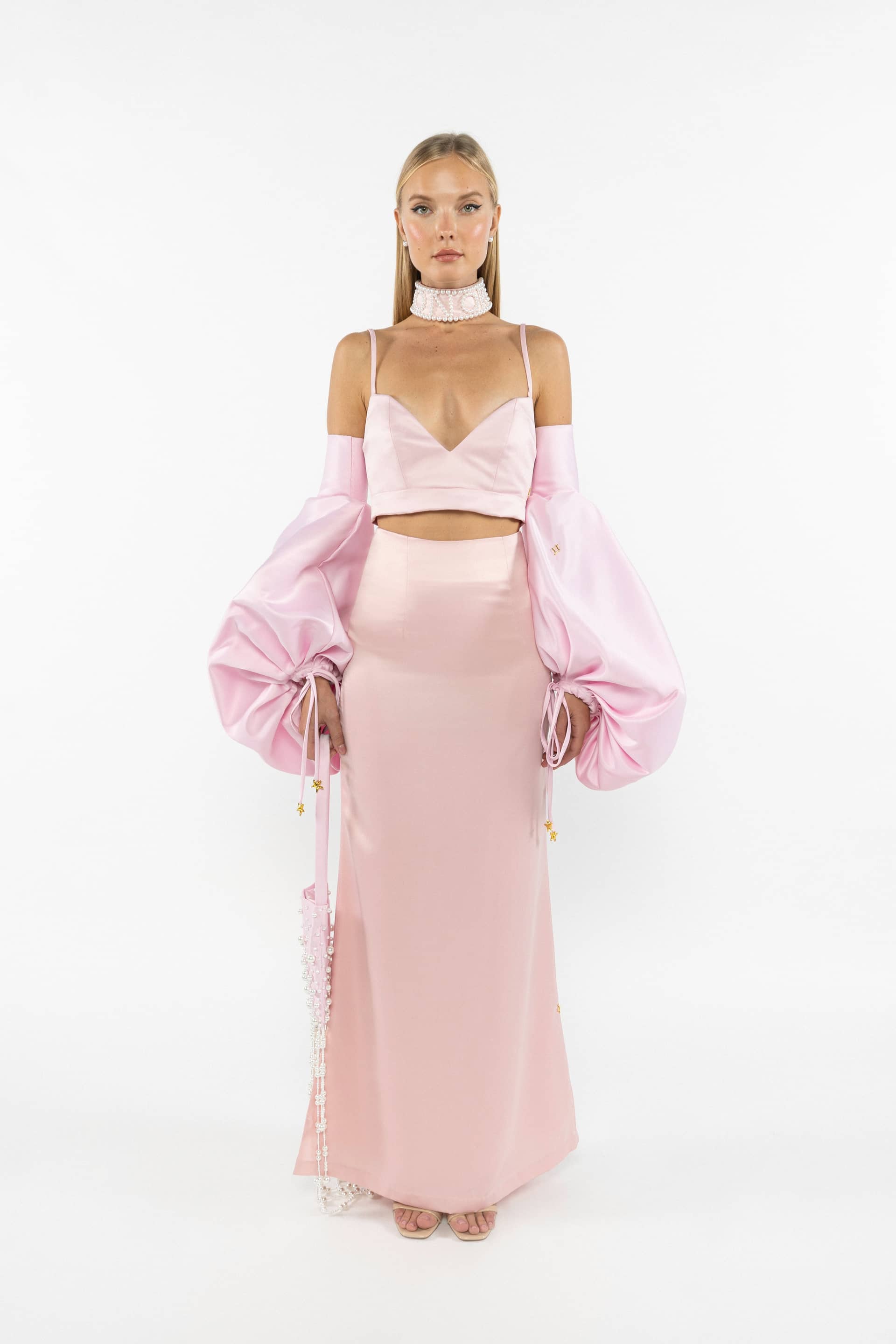 Midi Satin Skirt made by ONORI