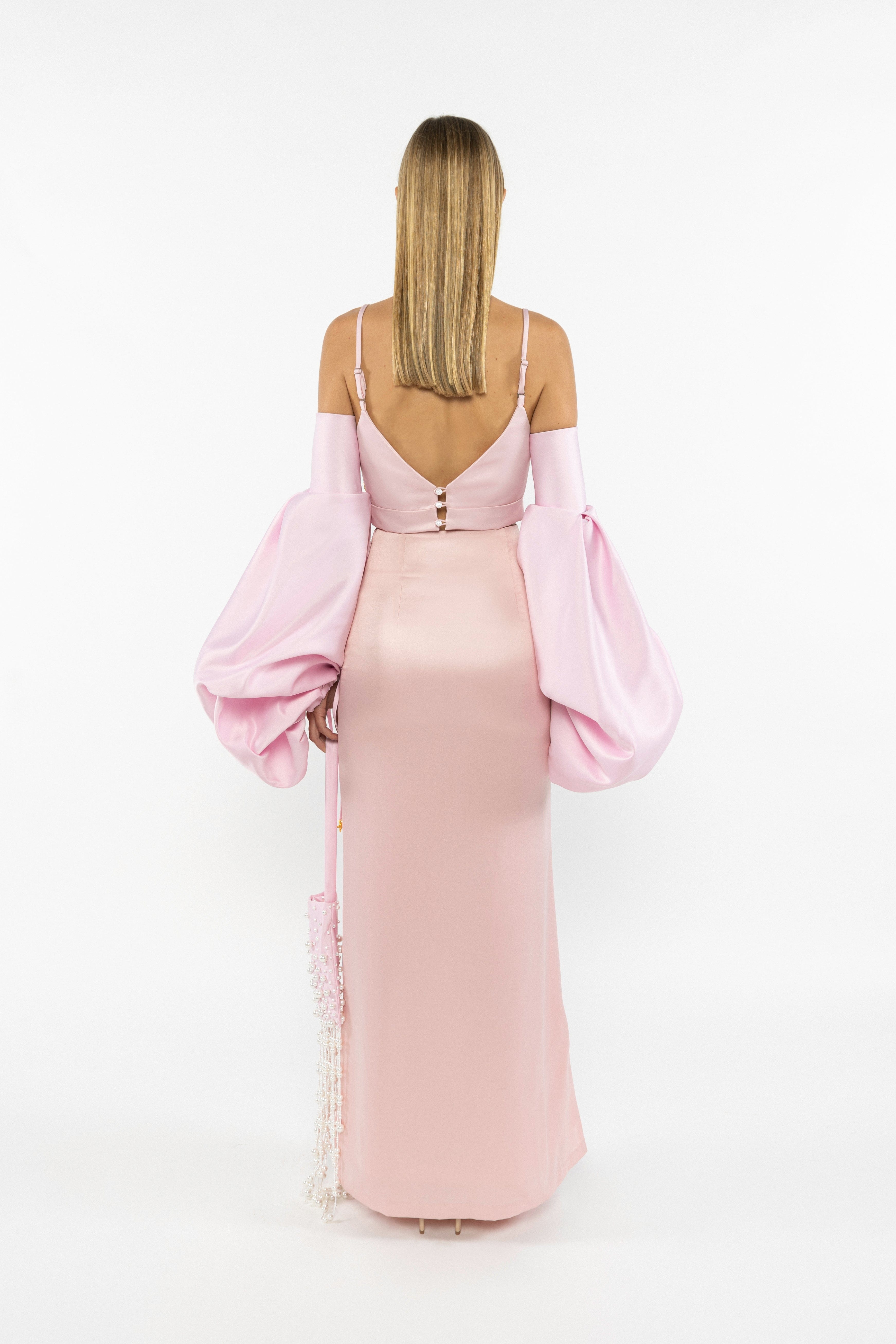 Midi Satin Skirt made by ONORI