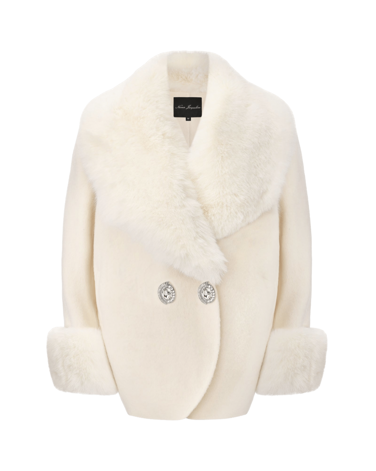 Althea Faux Fur Collar Cocoon Coat (White) made by Nana Jacqueline