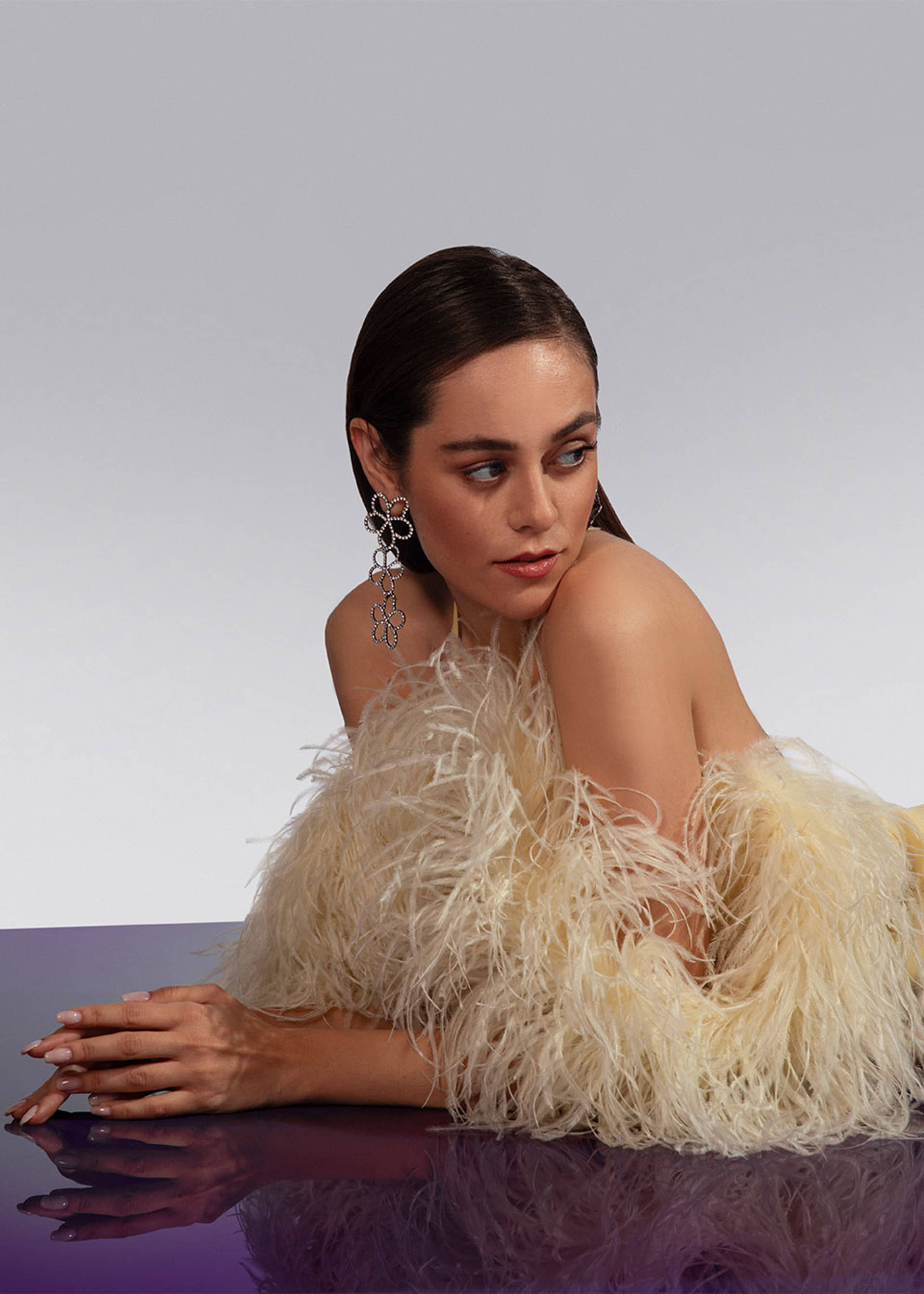 Bella silk feather-trimmed dress made by Monika Dimova