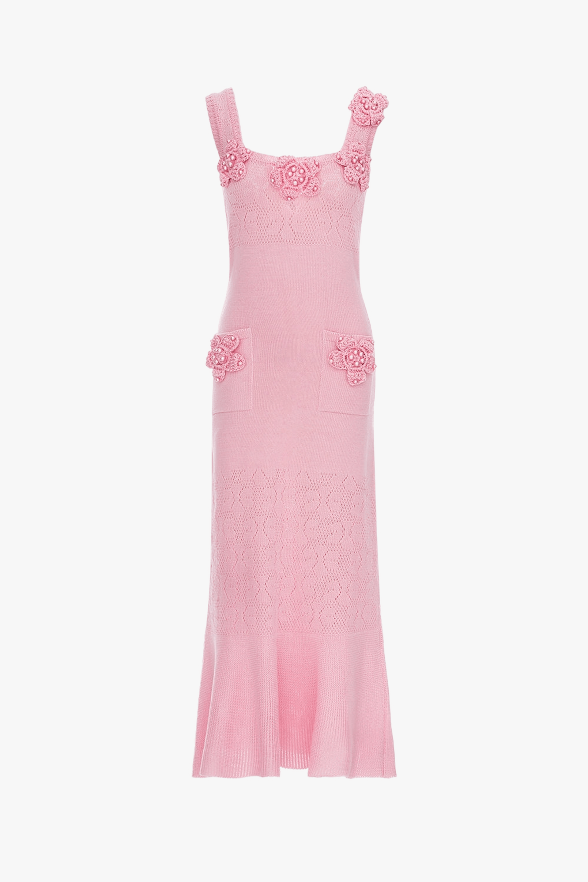 Rose Vanilla Knit Dress With Handmade Knit Details made by ANDREEVA