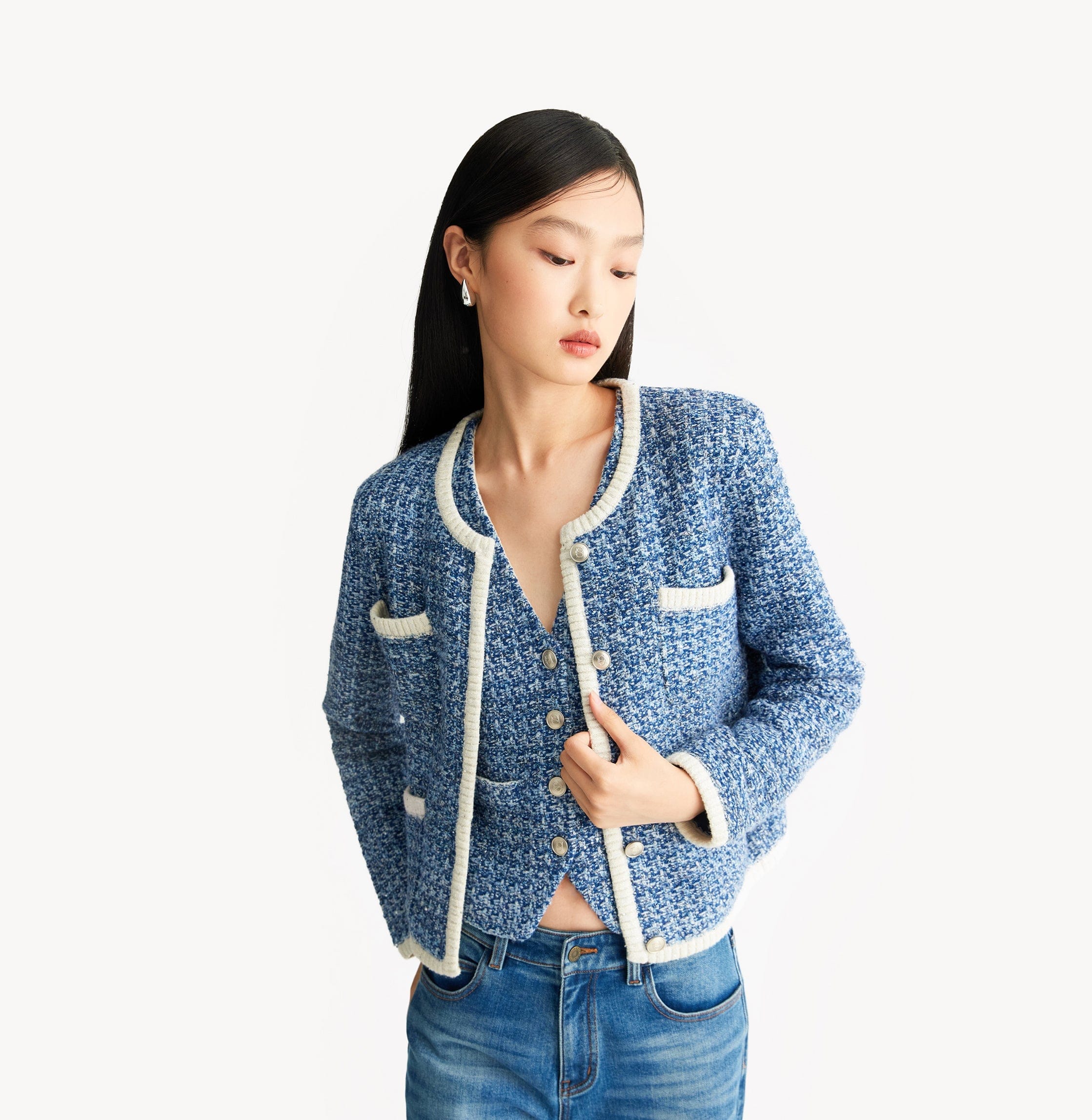 MULTICOLORED SEQUINED TWEED JACKET made by CRUSH Collection