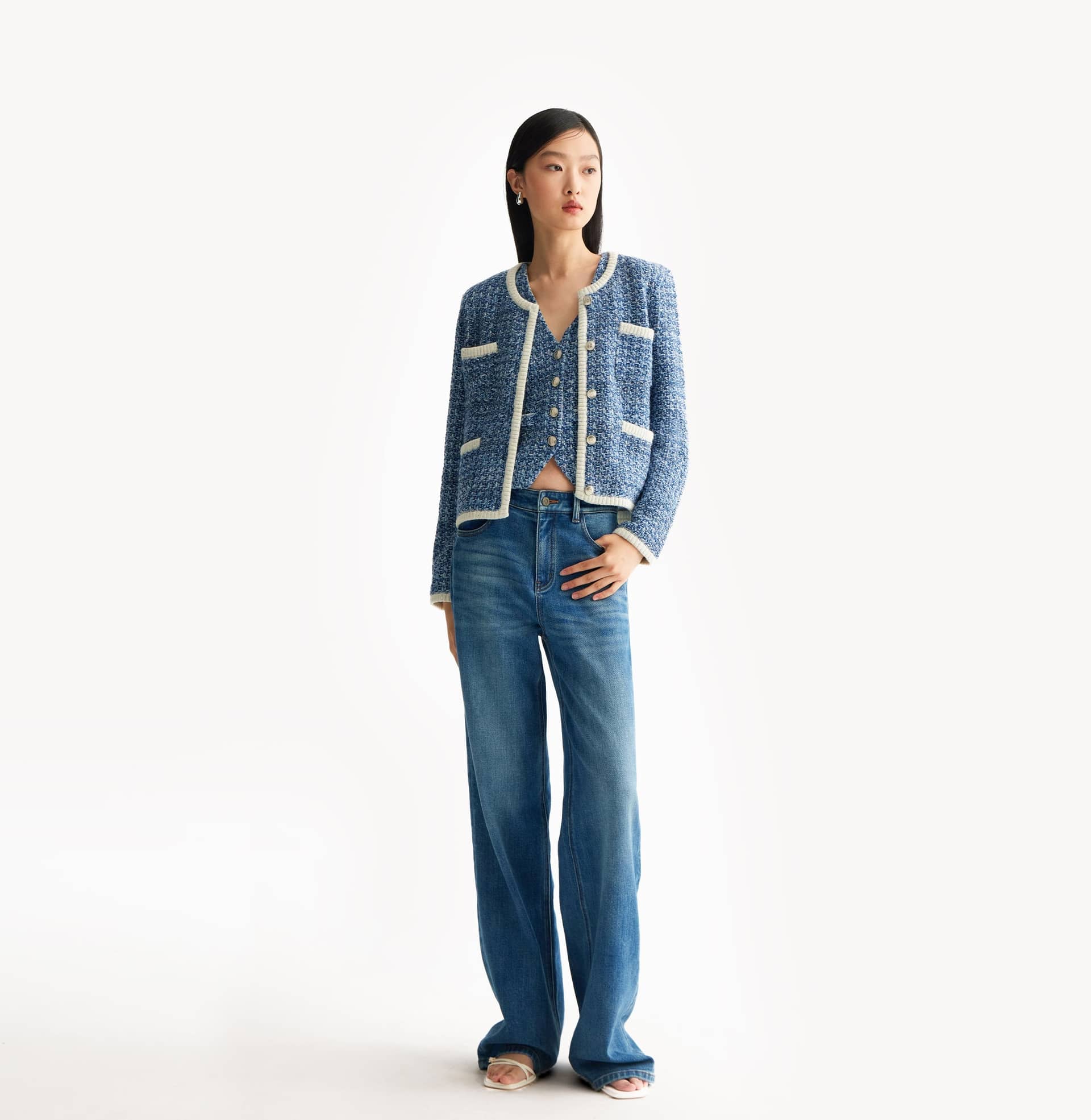 MULTICOLORED SEQUINED TWEED JACKET made by CRUSH Collection