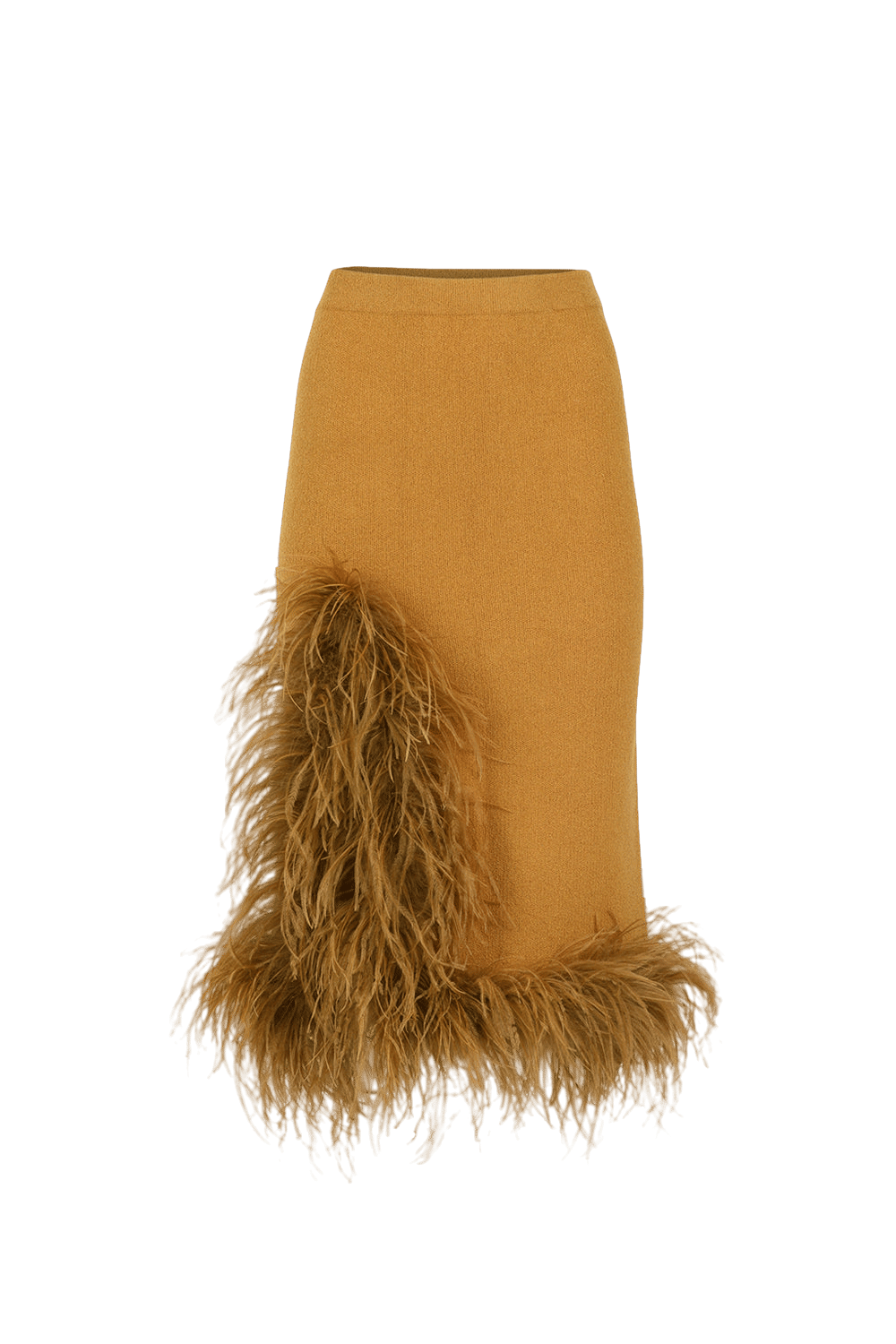 Camel Knit Skirt With Feathers made by ANDREEVA