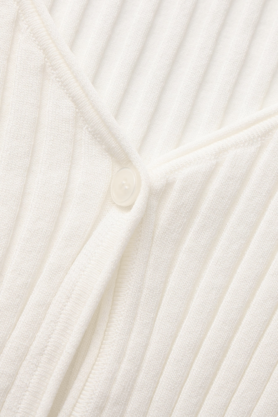 Jane Cropped Ribbed White Knit Cardigan made by Nana Jacqueline