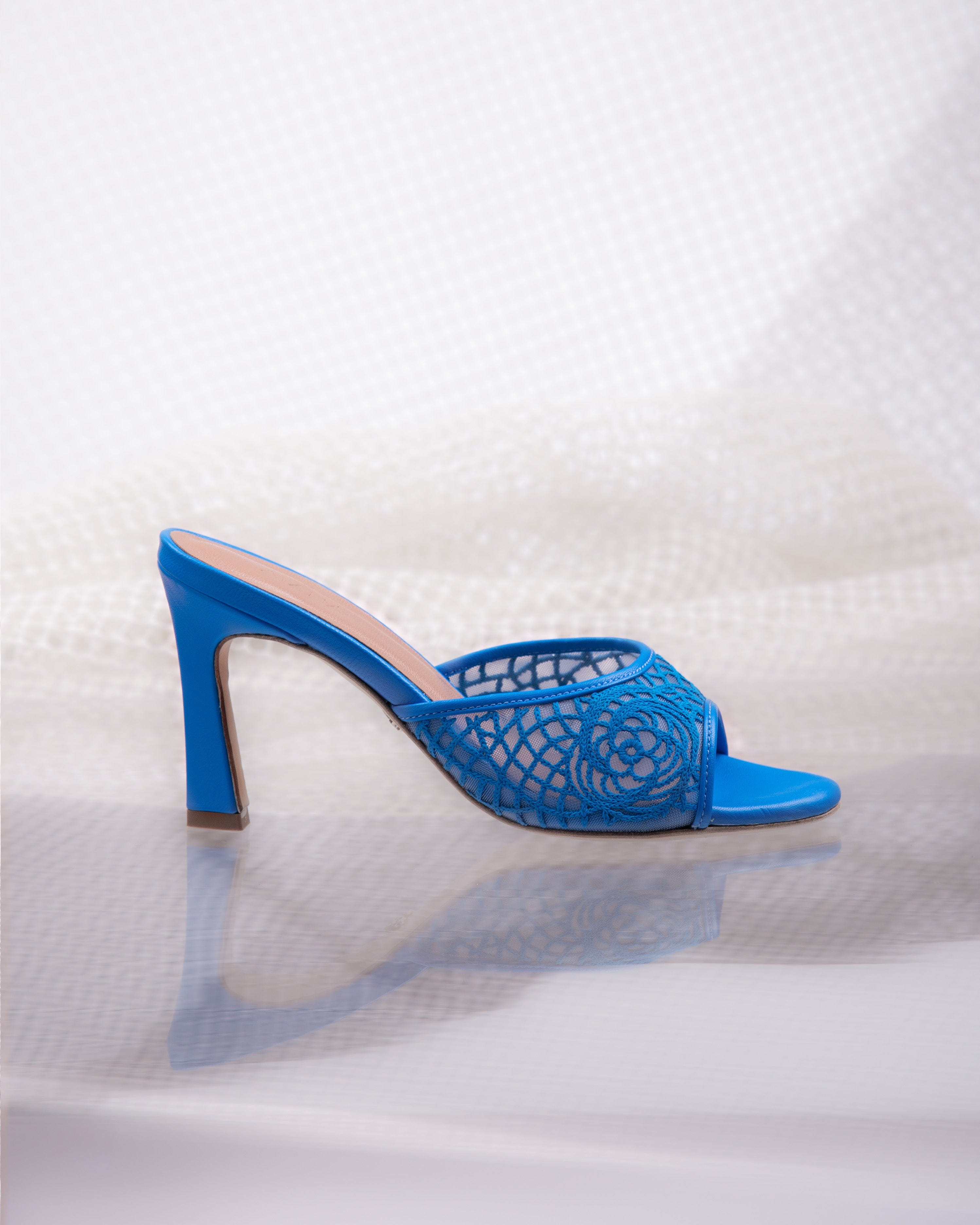 Crochet Mule 85 Blue in Blue made by ATANA