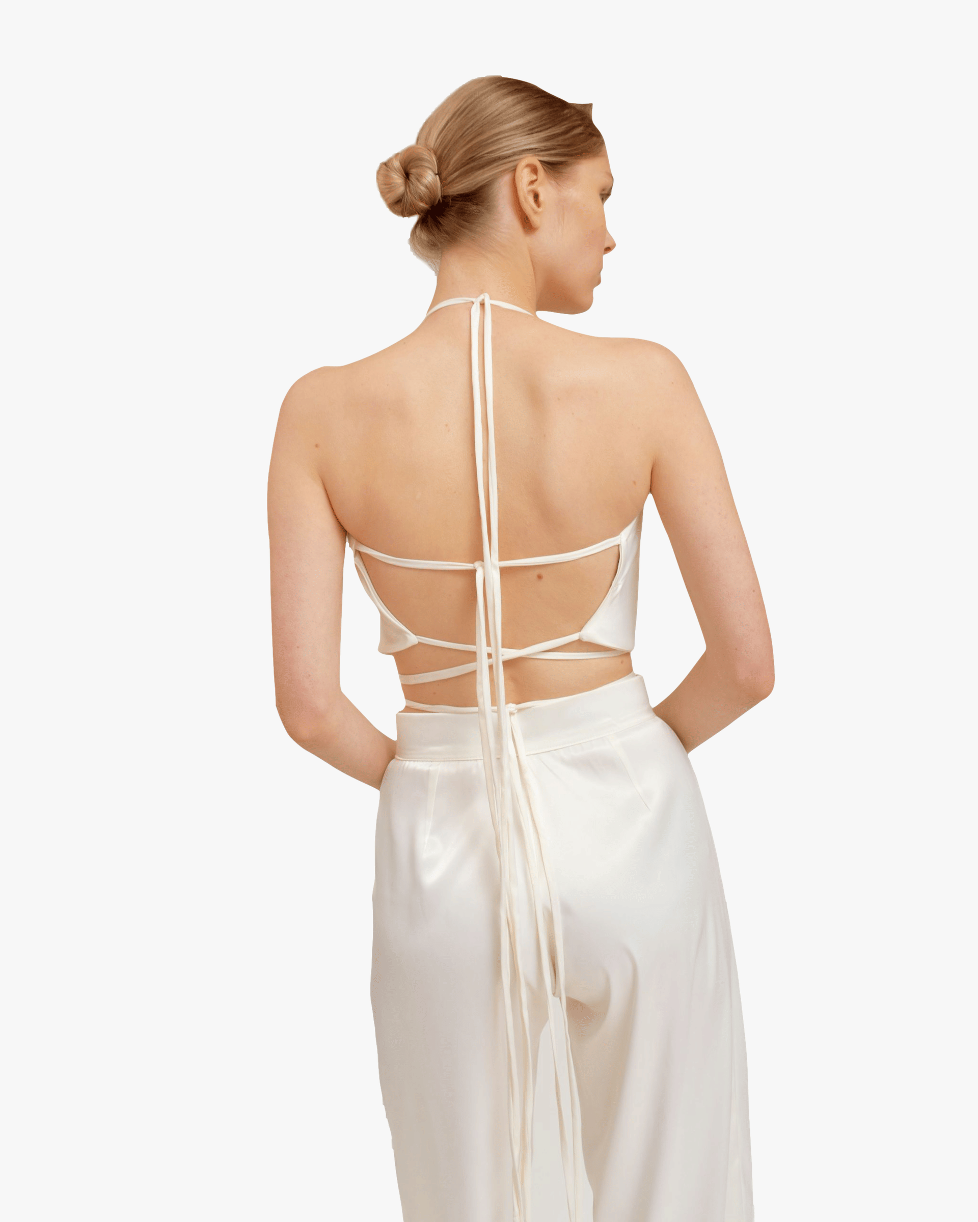 Tie Top in White made by Camila Sarmiento