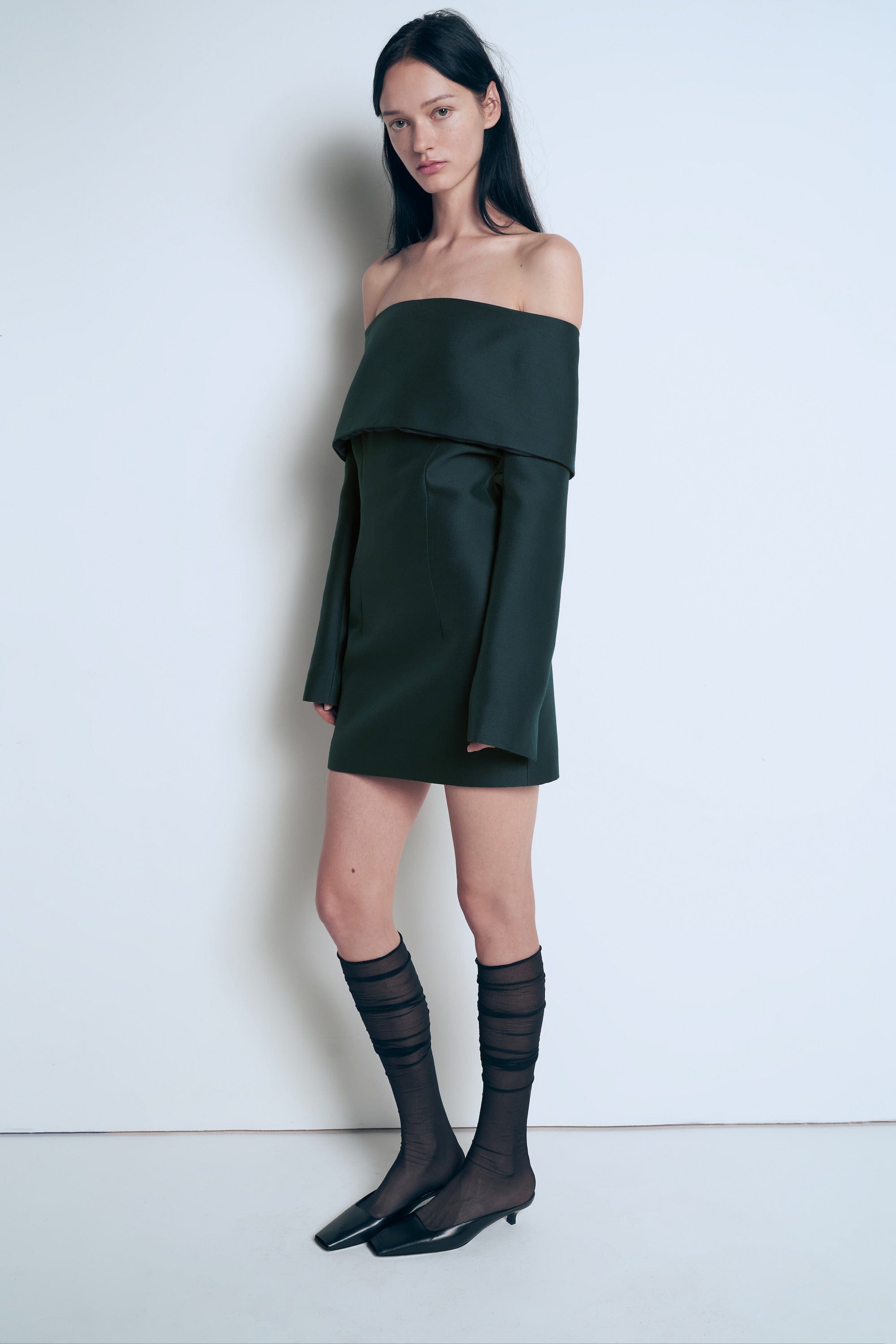 Large fold-down collar dress made by A.M.G