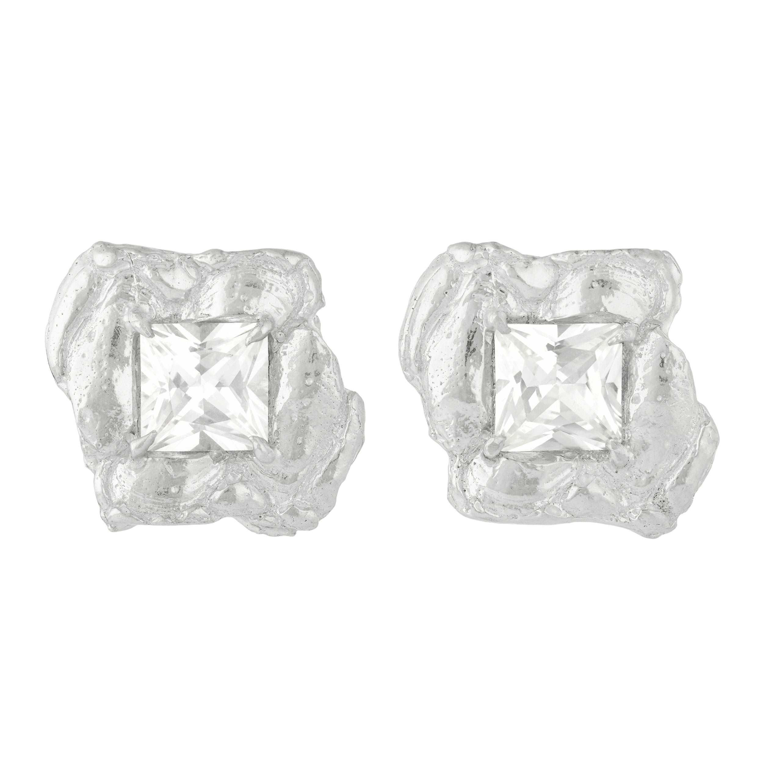 Jaqi White Sapphire Argenti Earrings made by Loveness Lee