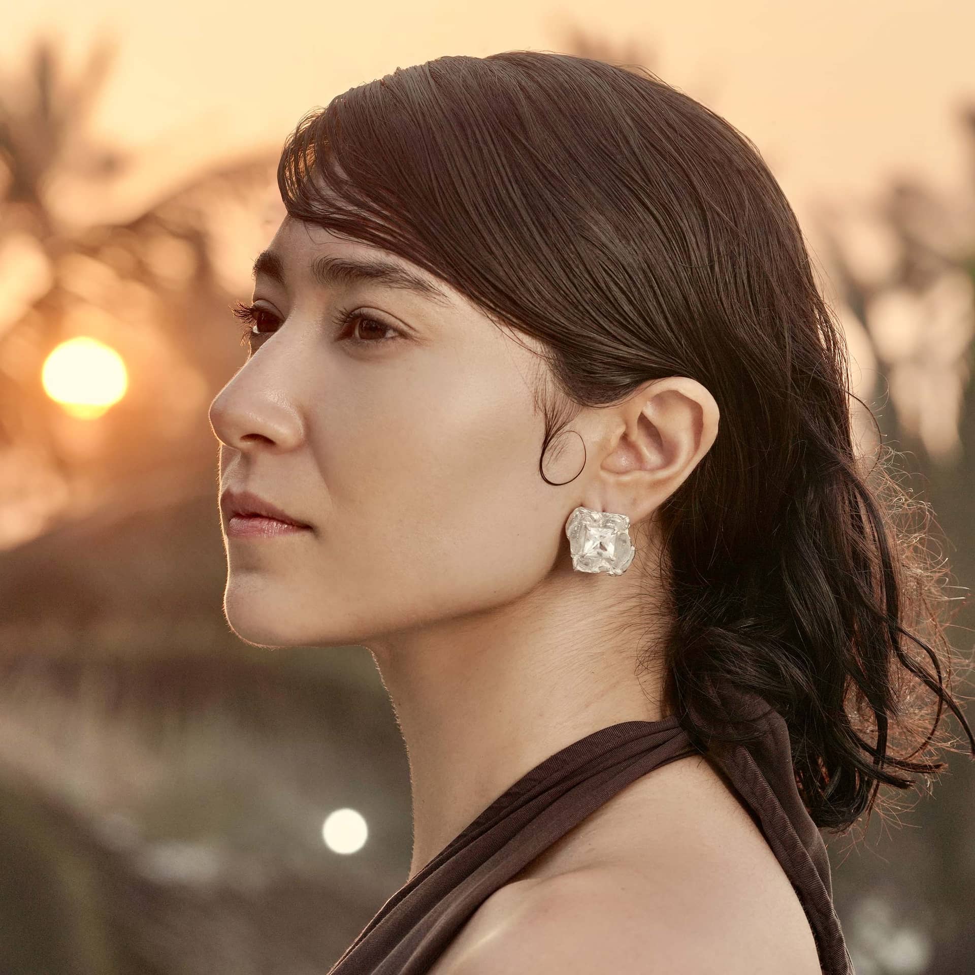 Jaqi White Sapphire Argenti Earrings made by Loveness Lee