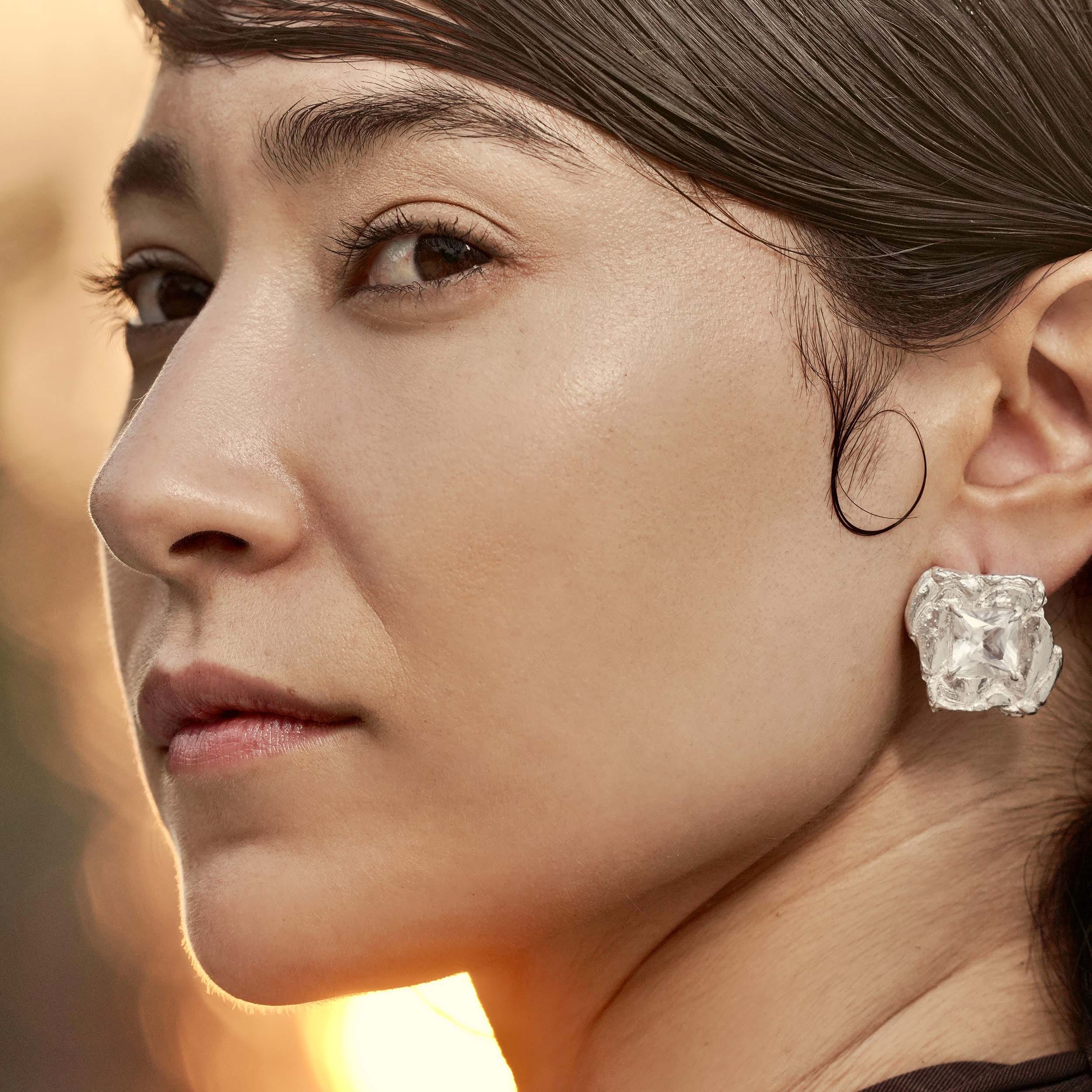 Jaqi White Sapphire Argenti Earrings made by Loveness Lee