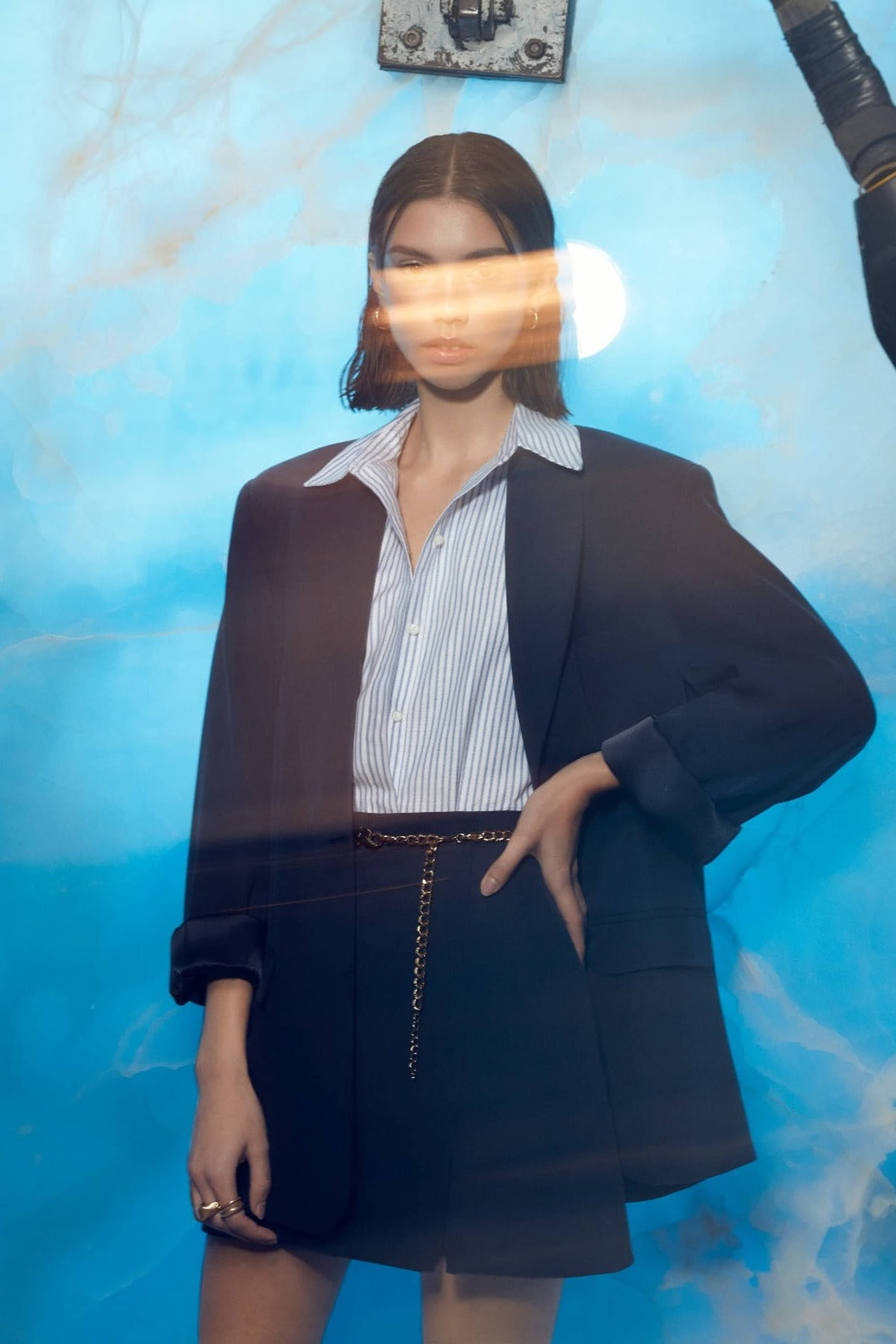 Boxy Oversize Blazer in Navy Blue made by Nazli Ceren