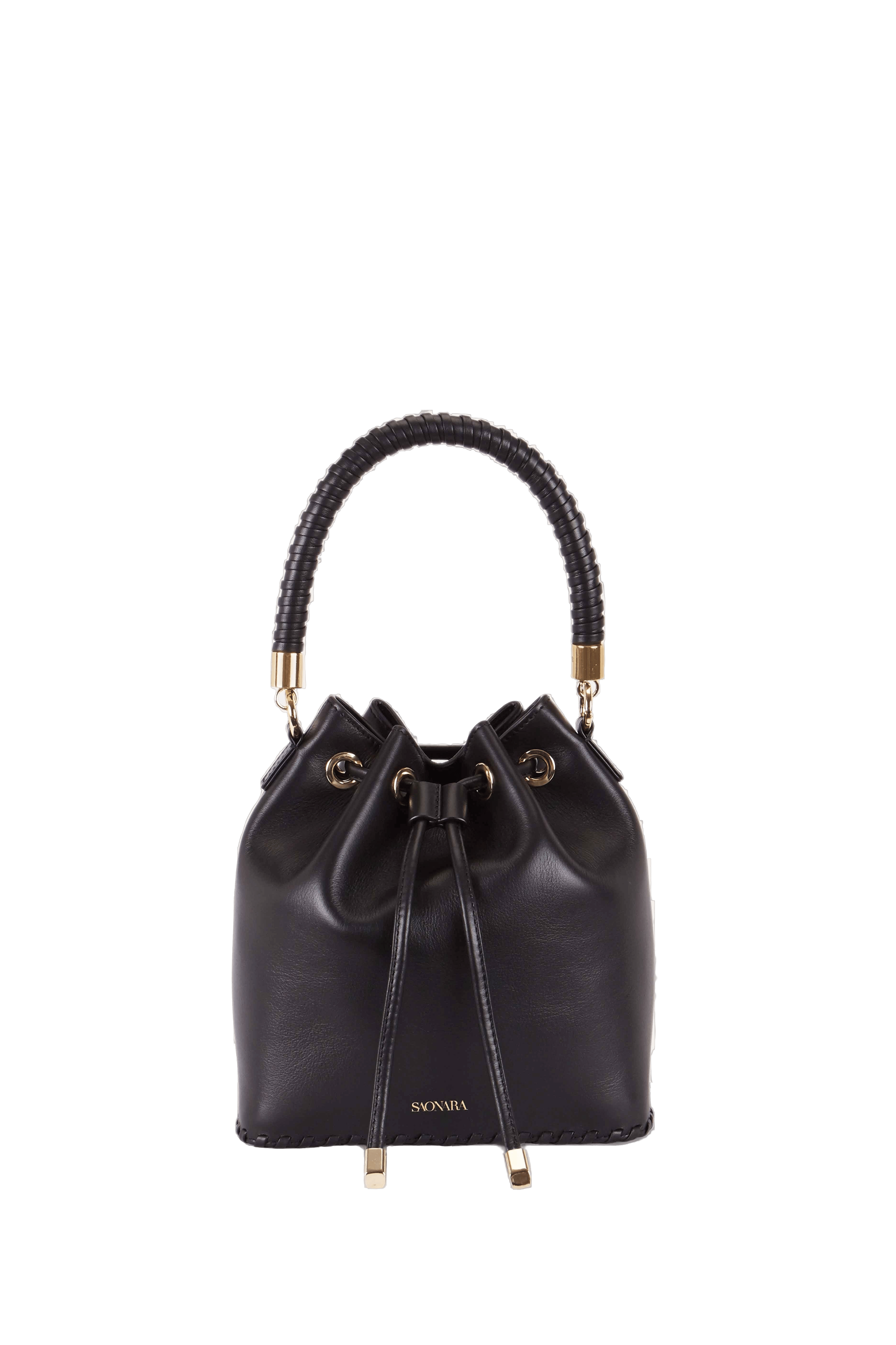 SAONARA BUCKET BLACK LEATHER made by Saonara