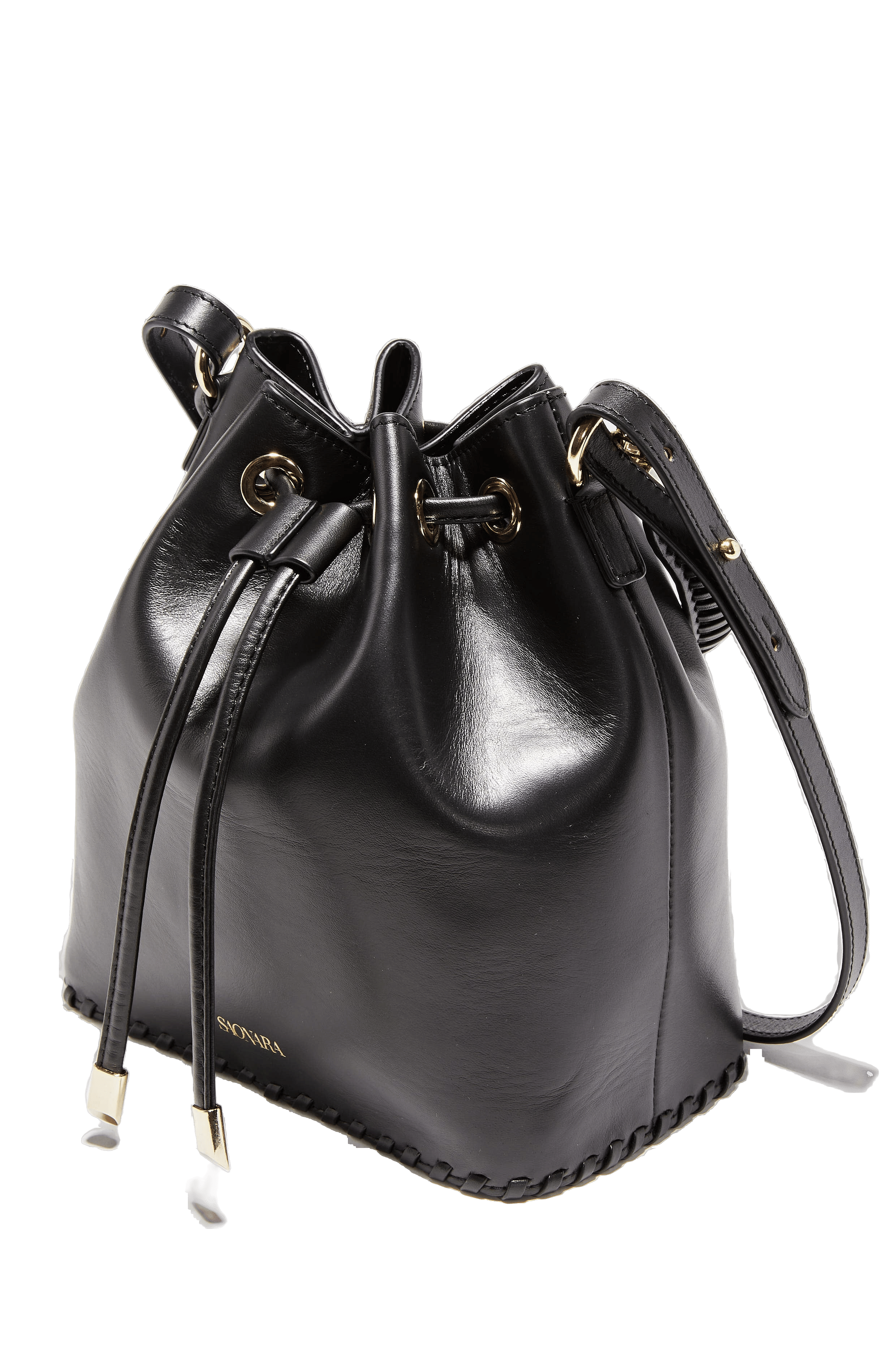 SAONARA BUCKET BLACK LEATHER made by Saonara