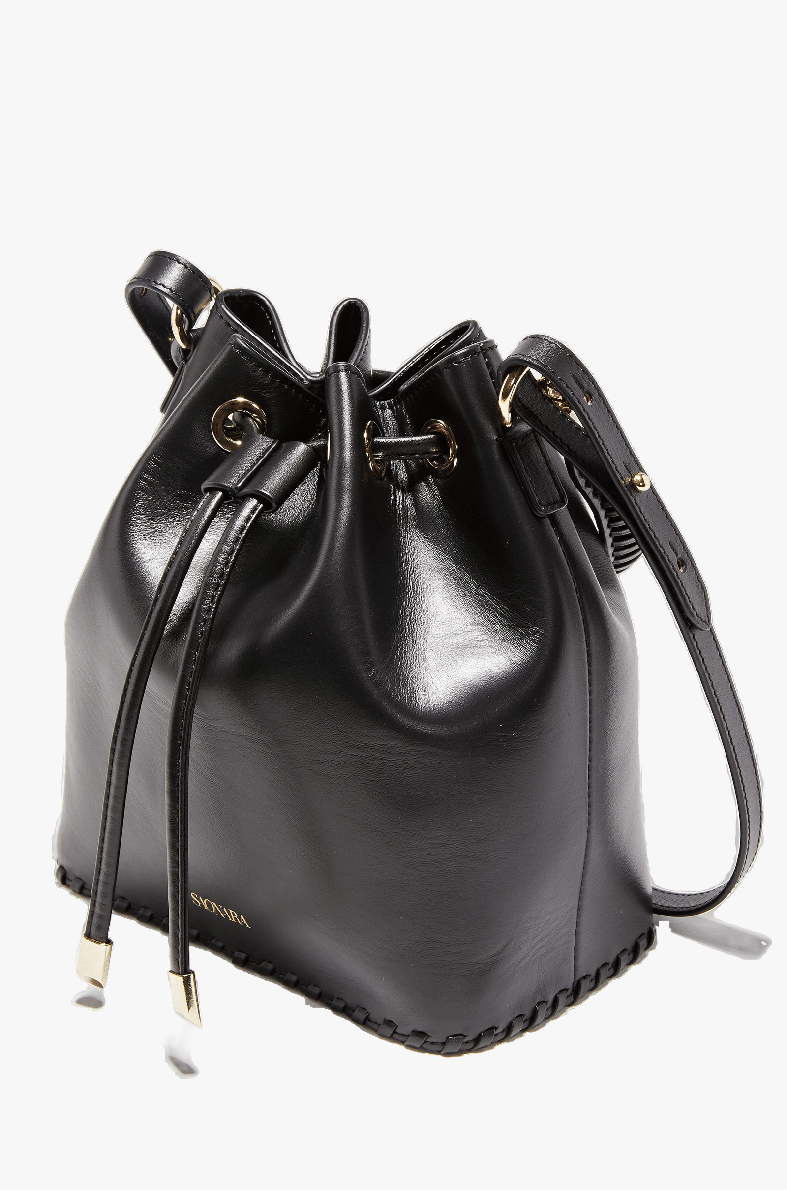 SAONARA BUCKET BLACK LEATHER made by Saonara