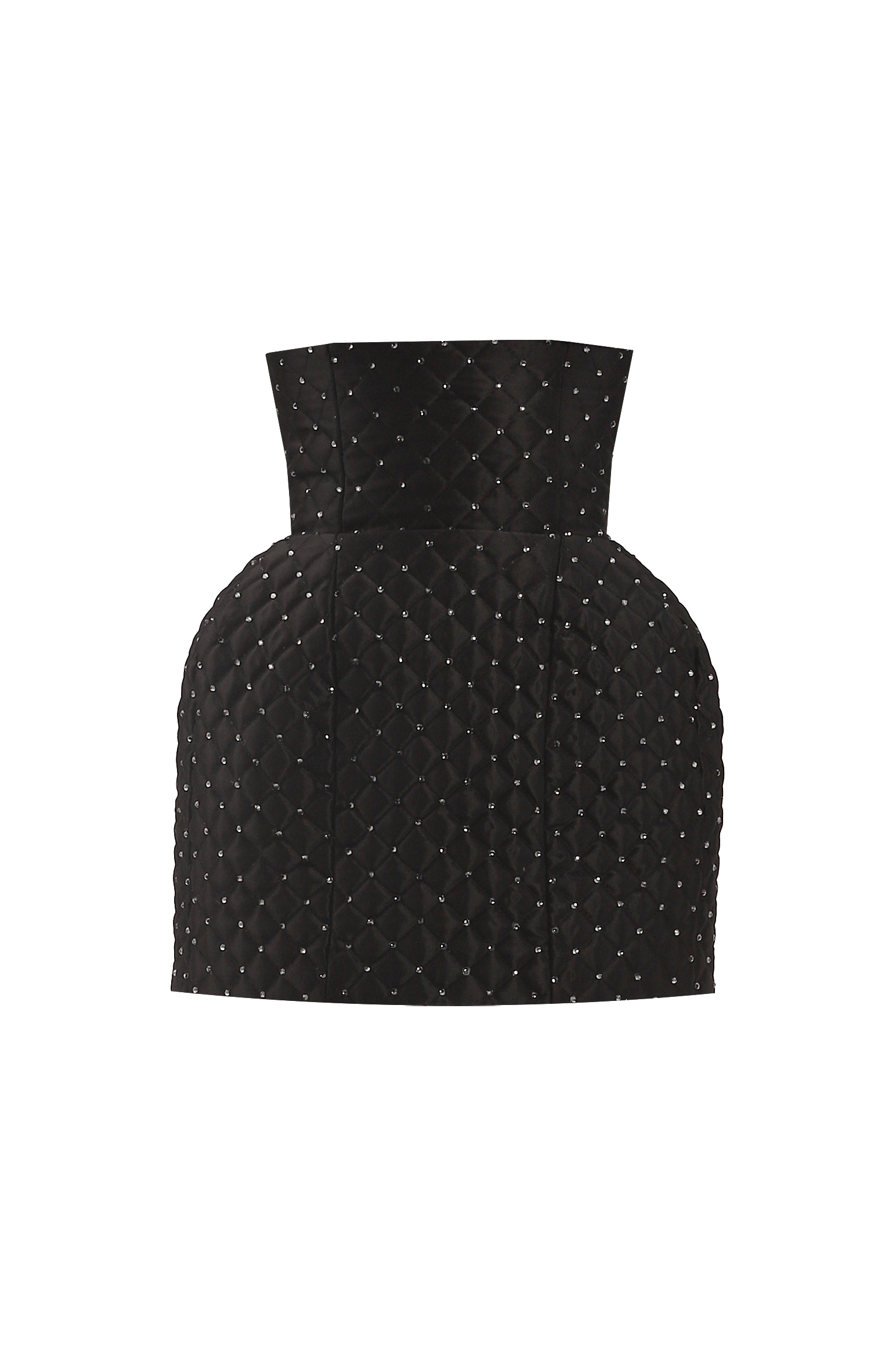 Black crystal quilted mini skirt made by Compte Spain