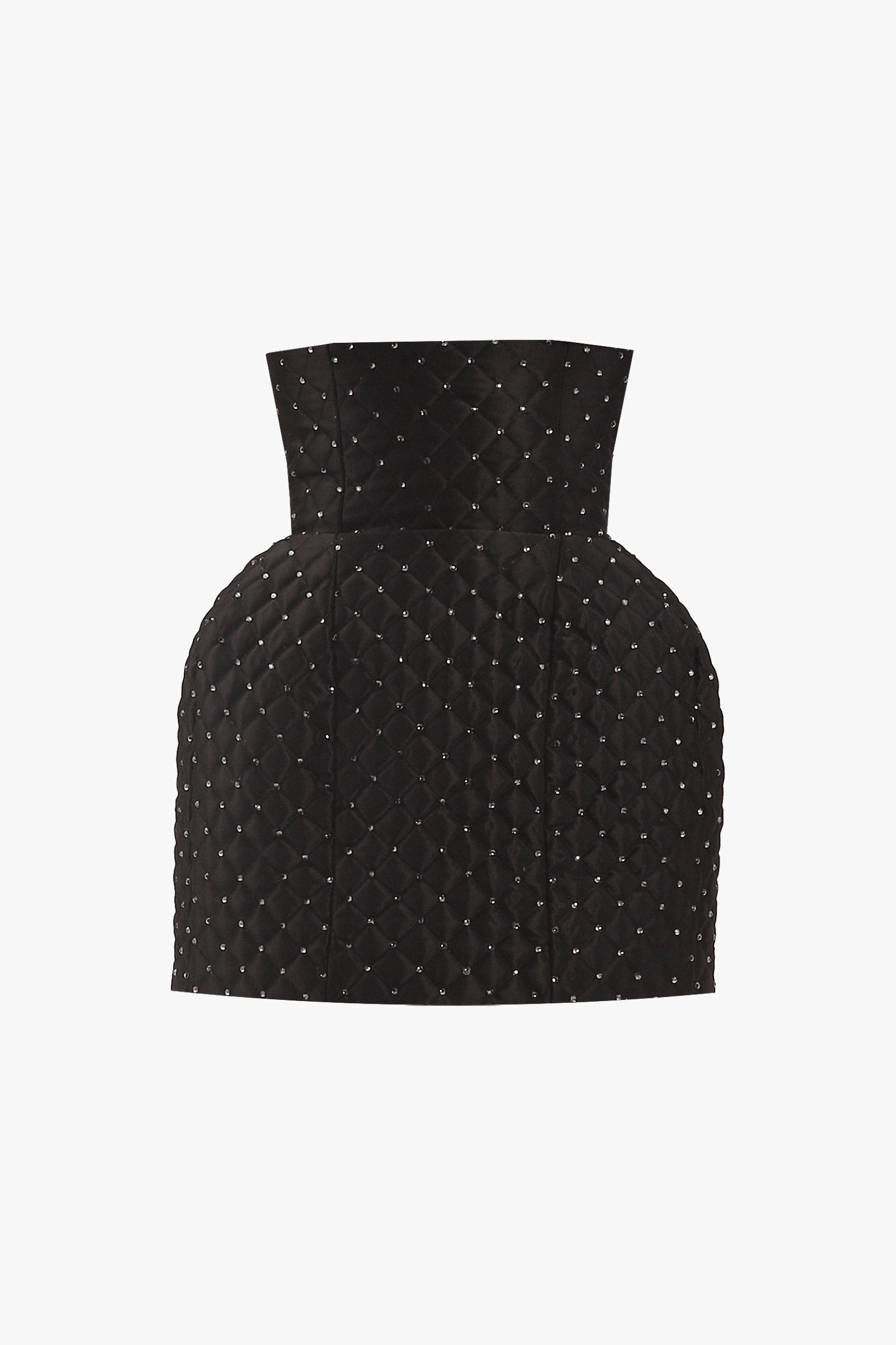 Black crystal quilted mini skirt made by Compte Spain