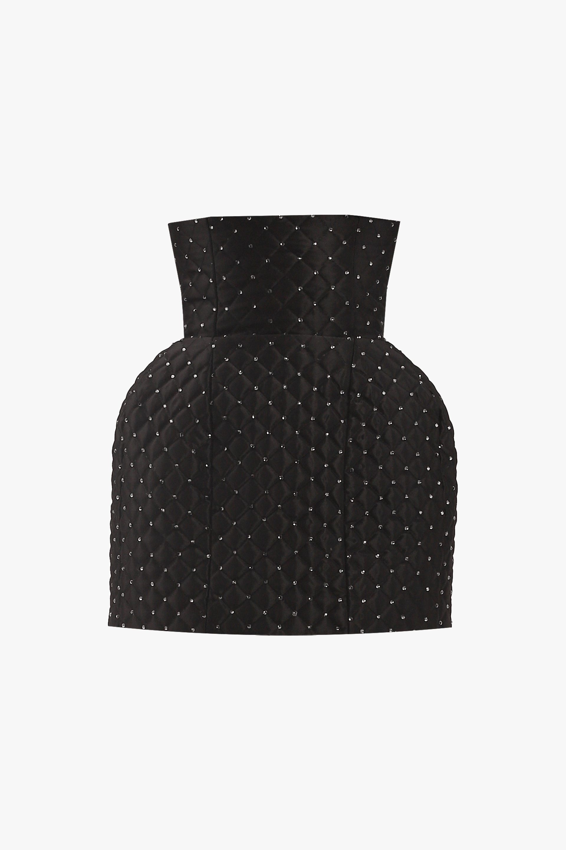 Black crystal quilted mini skirt made by Compte Spain