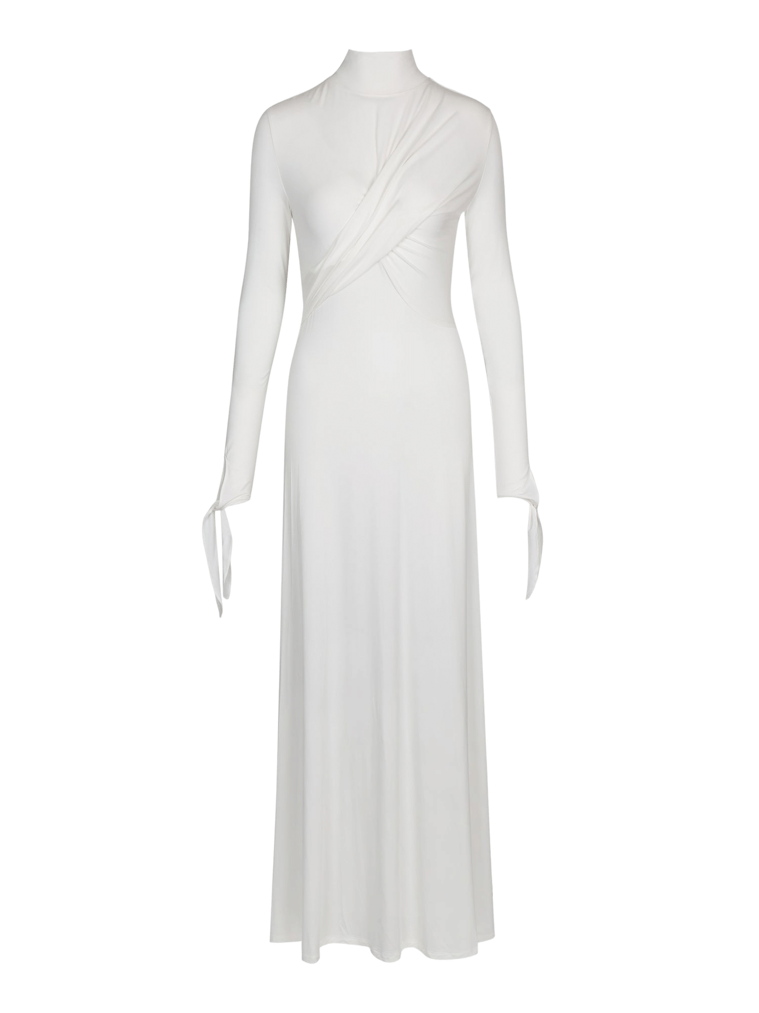 WHITE DRAPED JERSEY MAXI DRESS made by YIBRI
