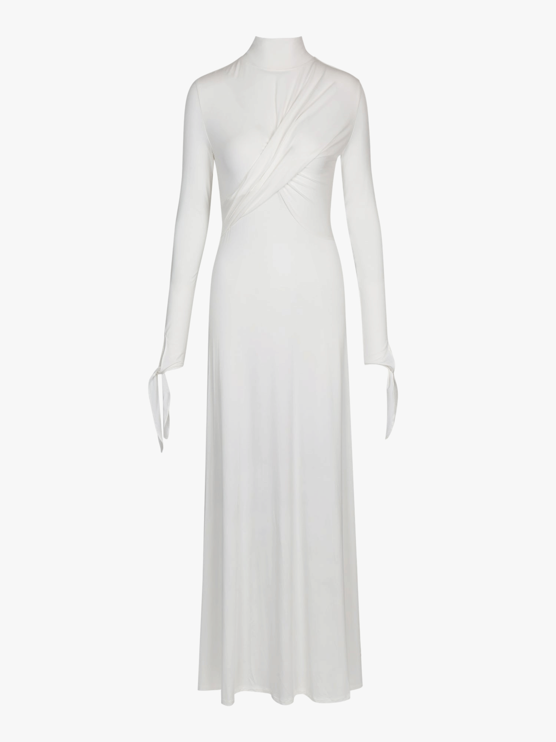 WHITE DRAPED JERSEY MAXI DRESS made by YIBRI