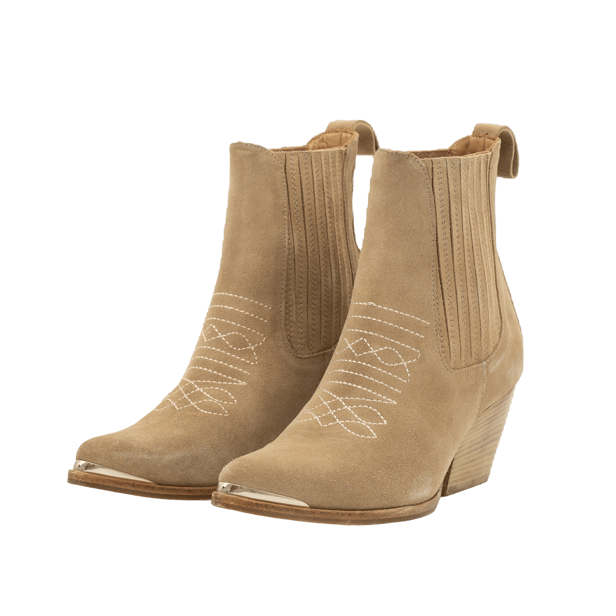 TORAL SUEDE WESTERN BOOTIES in Beige made by Toral