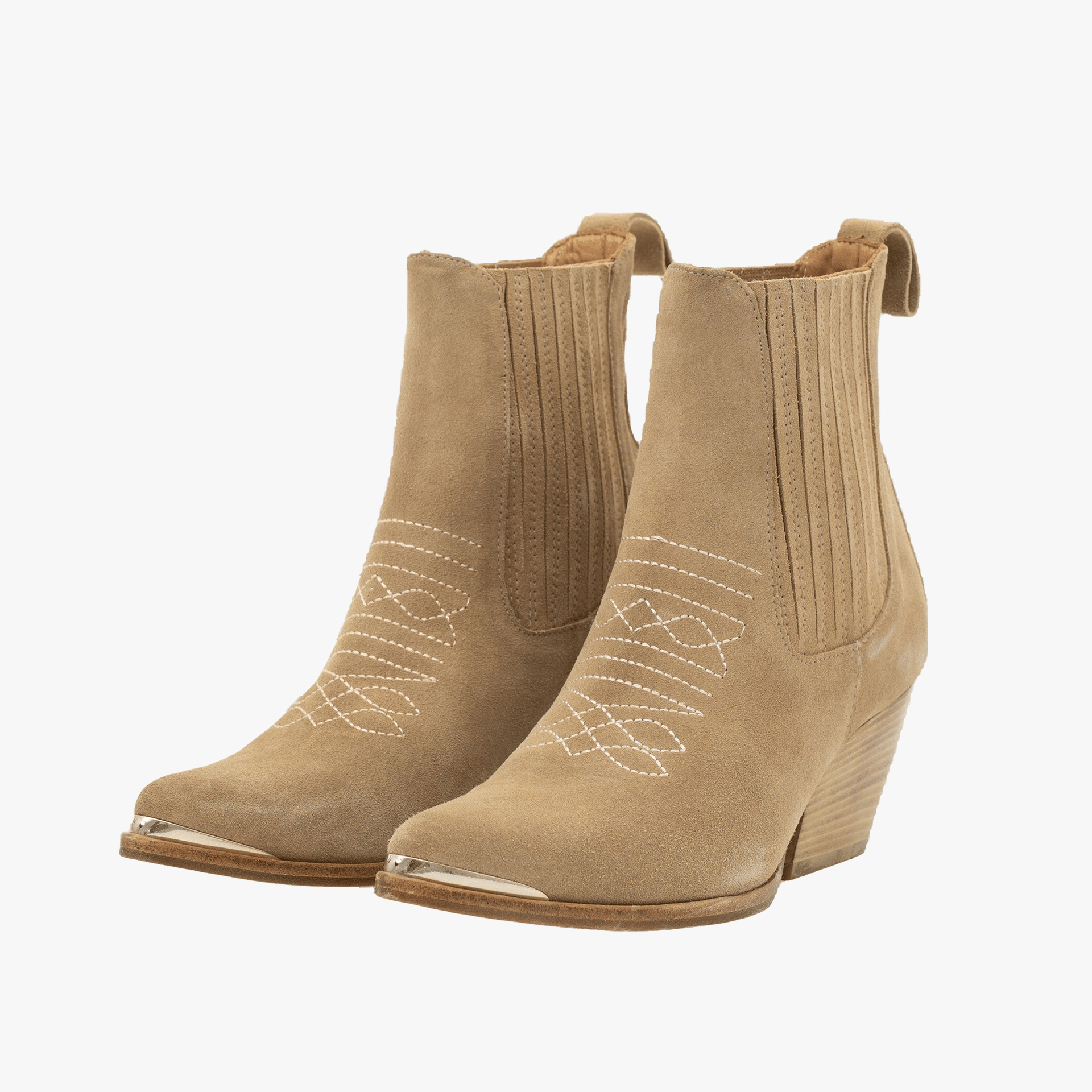 TORAL SUEDE WESTERN BOOTIES in Beige made by Toral
