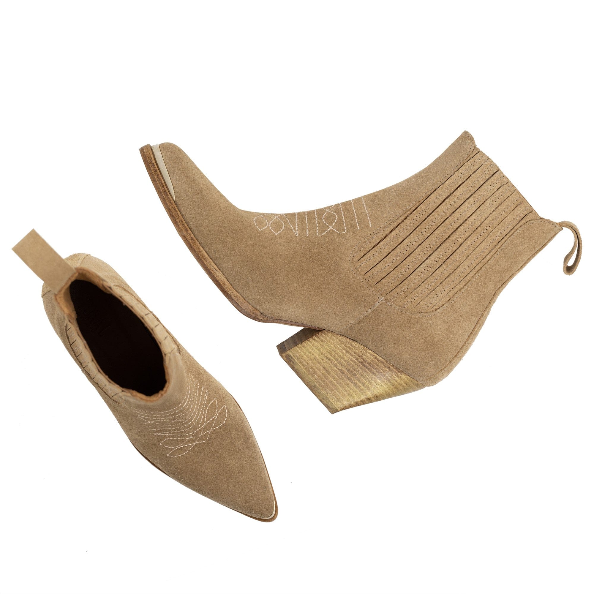 TORAL SUEDE WESTERN BOOTIES in Beige made by Toral