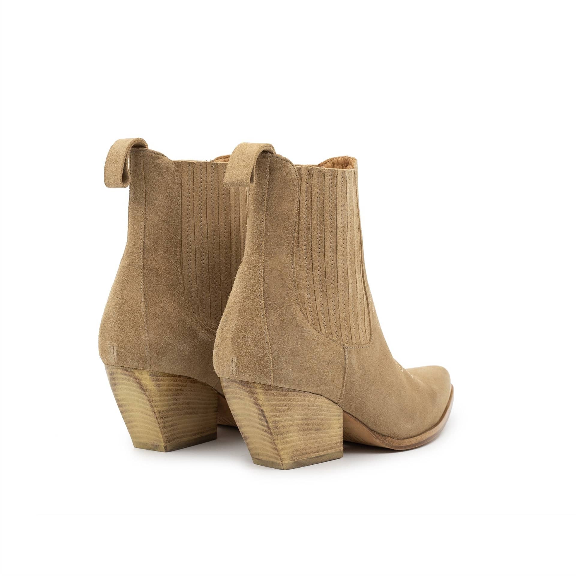TORAL SUEDE WESTERN BOOTIES in Beige made by Toral