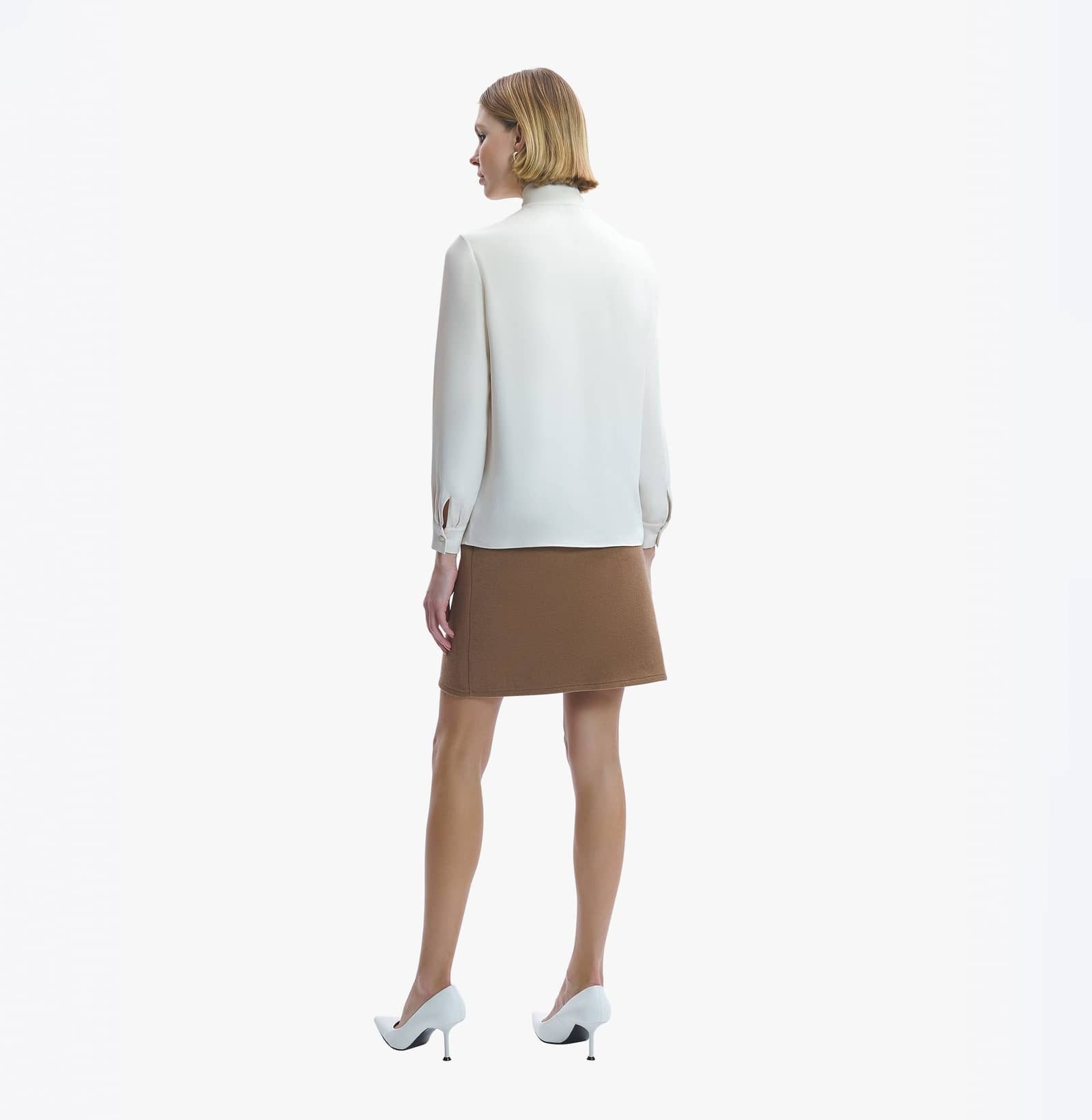 SILK SHIRT WITH RIBBONS in Beige made by CRUSH Collection